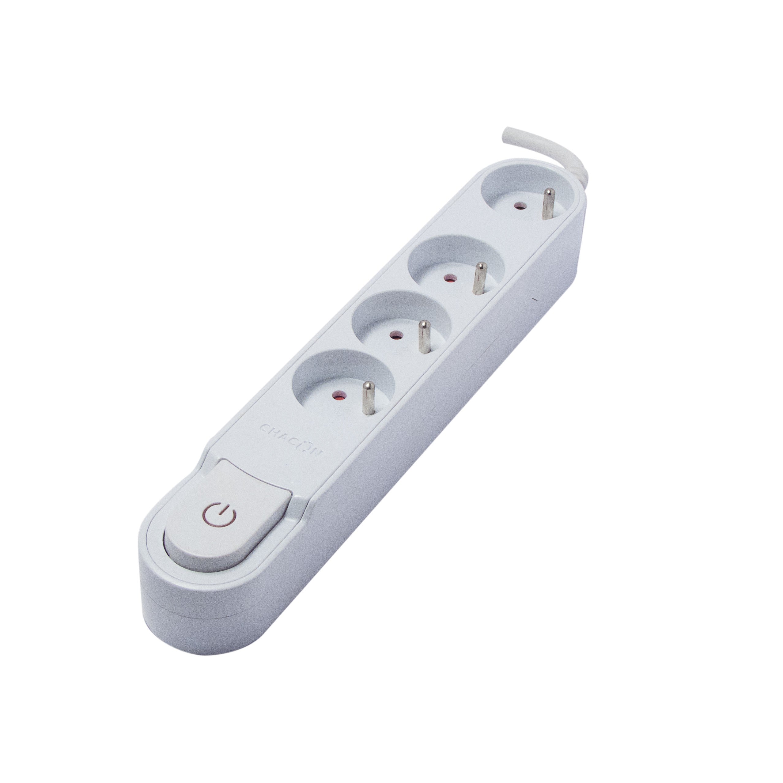 Witte designmultistekkerdoos met schakelaar, 4 x 16 A – 1,5 m
