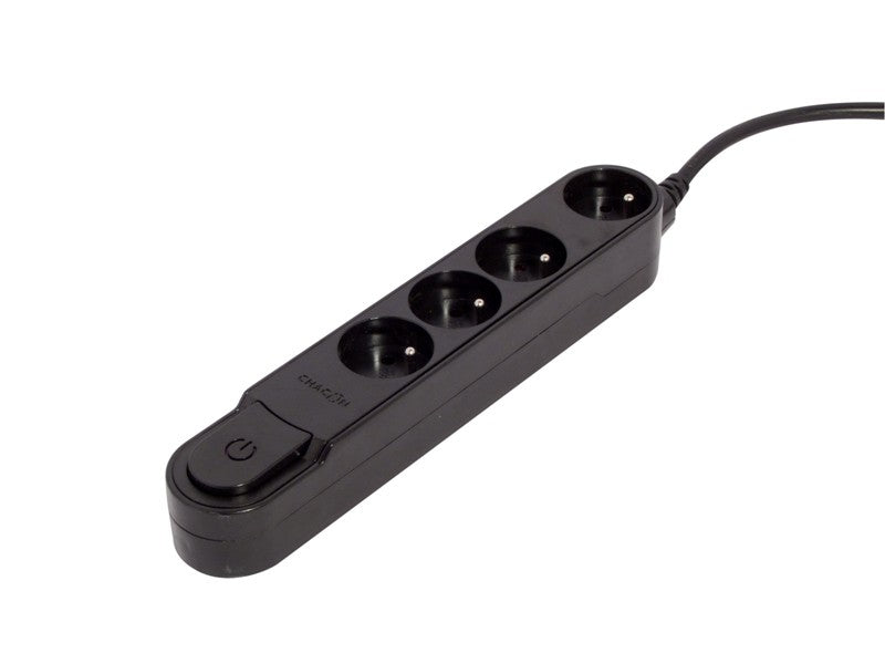 Extensão elegante preta com interruptor - 4 x 16 A - 1,5 m
