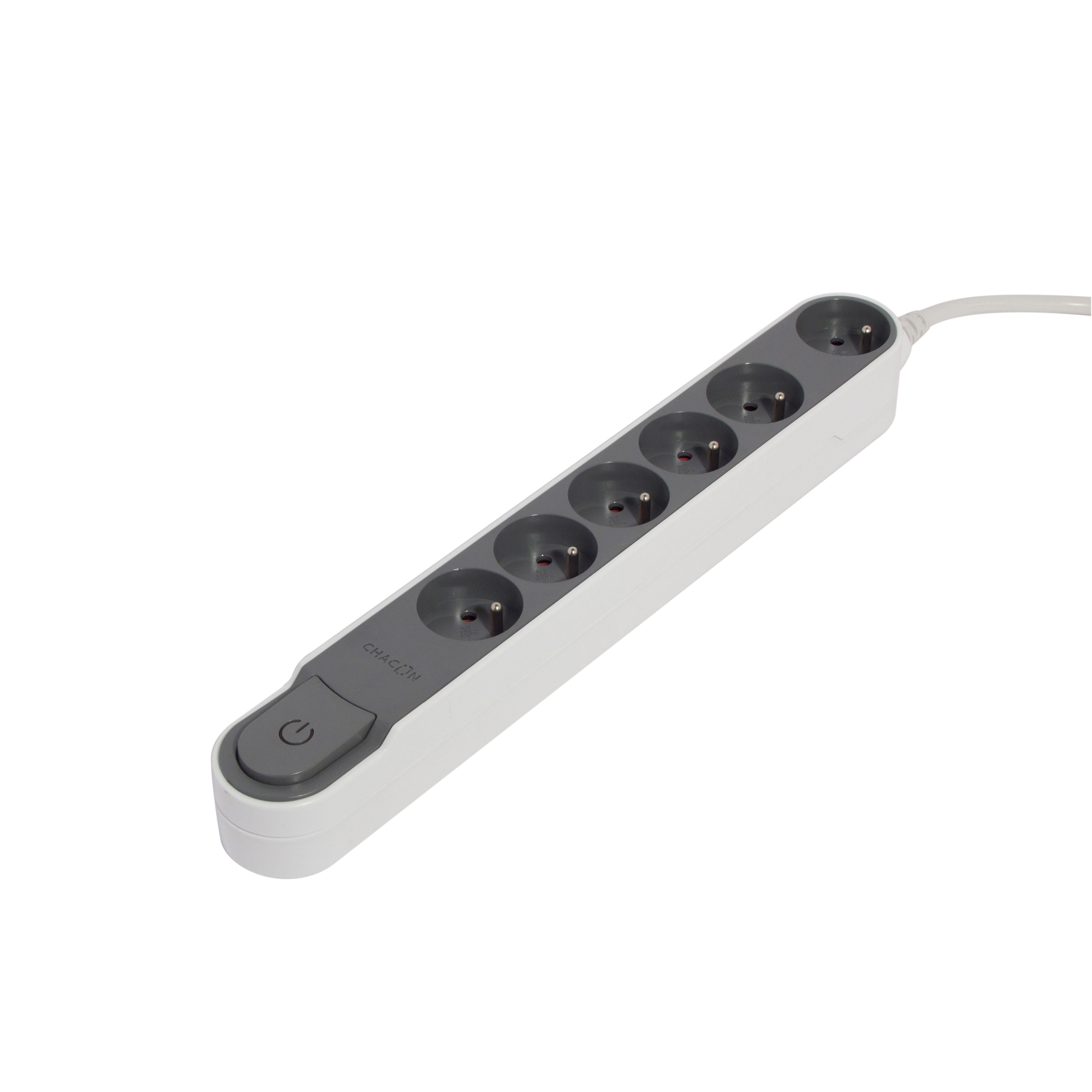 Stylish power strip 6 x 16 A with switch - 3 m - Dark grey