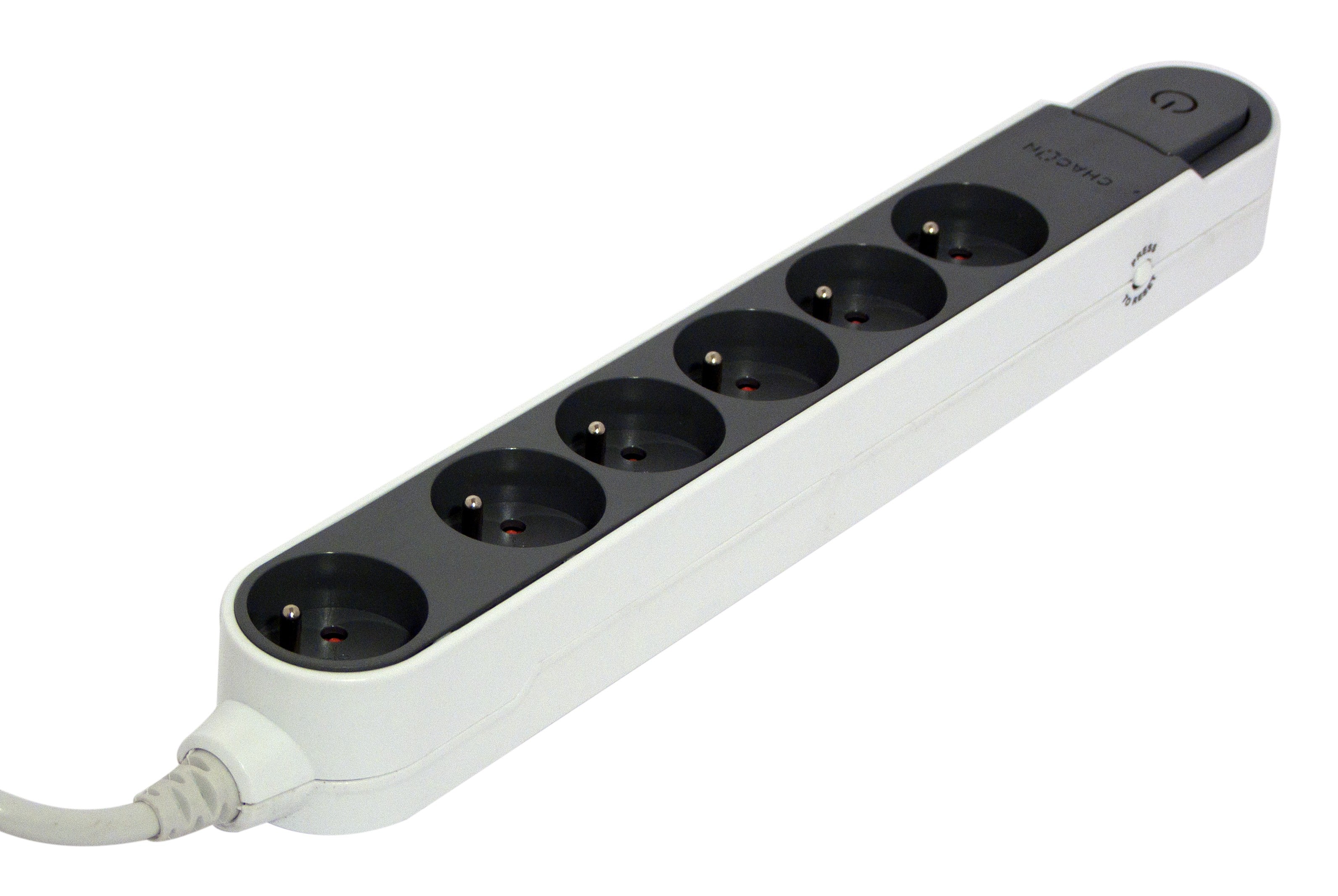 Stylish power strip 6 x 16 A with switch - 3 m - Dark grey
