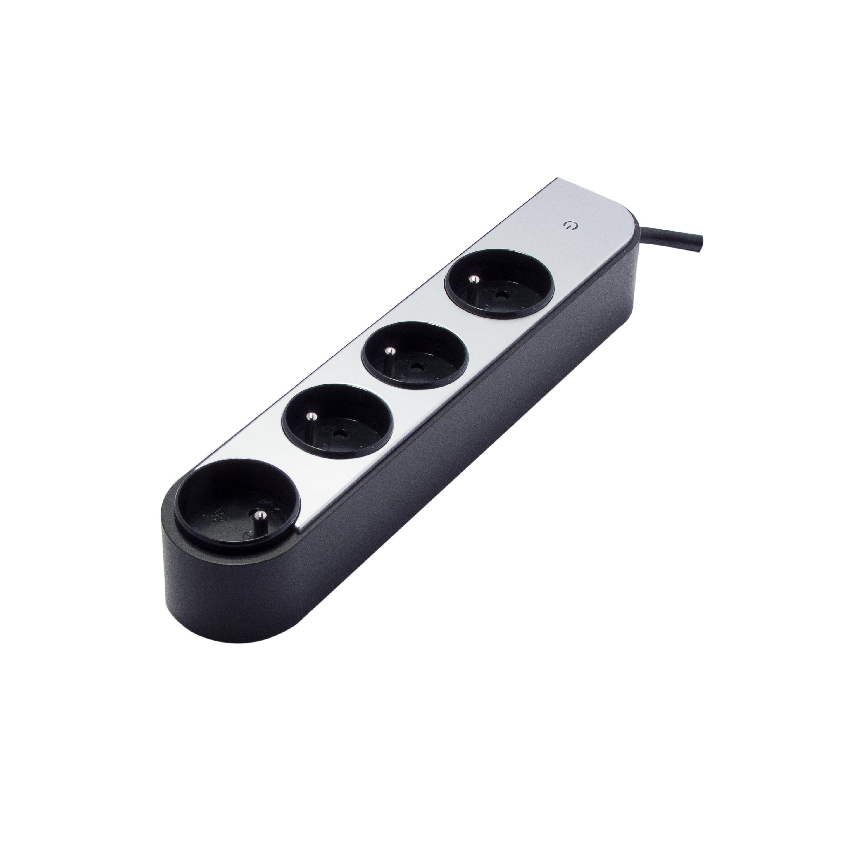 Power strip 4 x 16 A with rotating sockets - 1.5 m - Aluminium