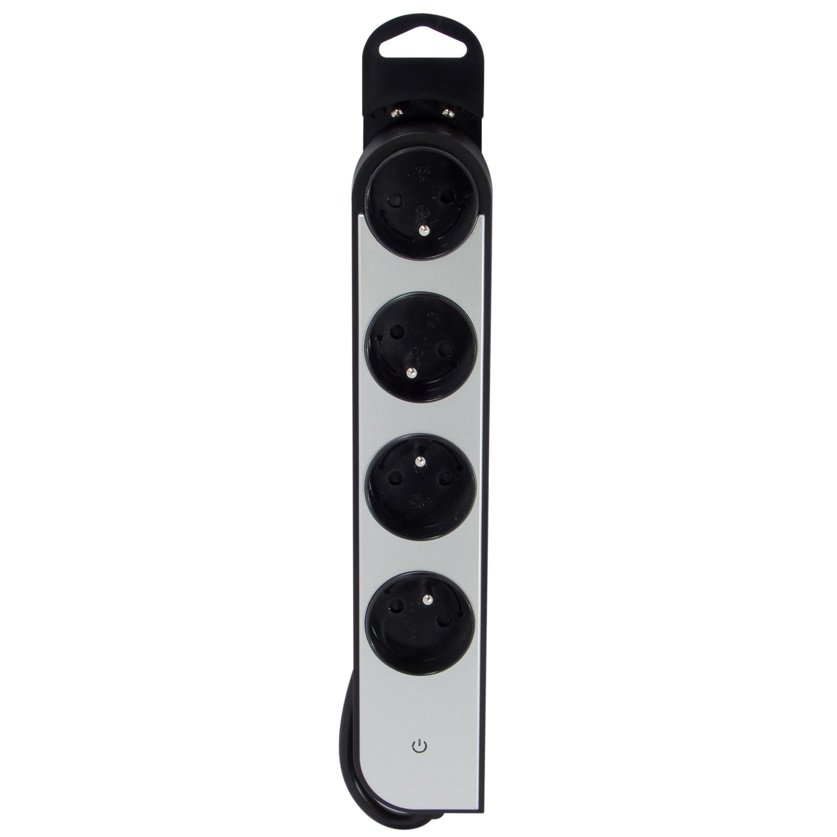 Power strip 4 x 16 A with rotating sockets - 1.5 m - Aluminium