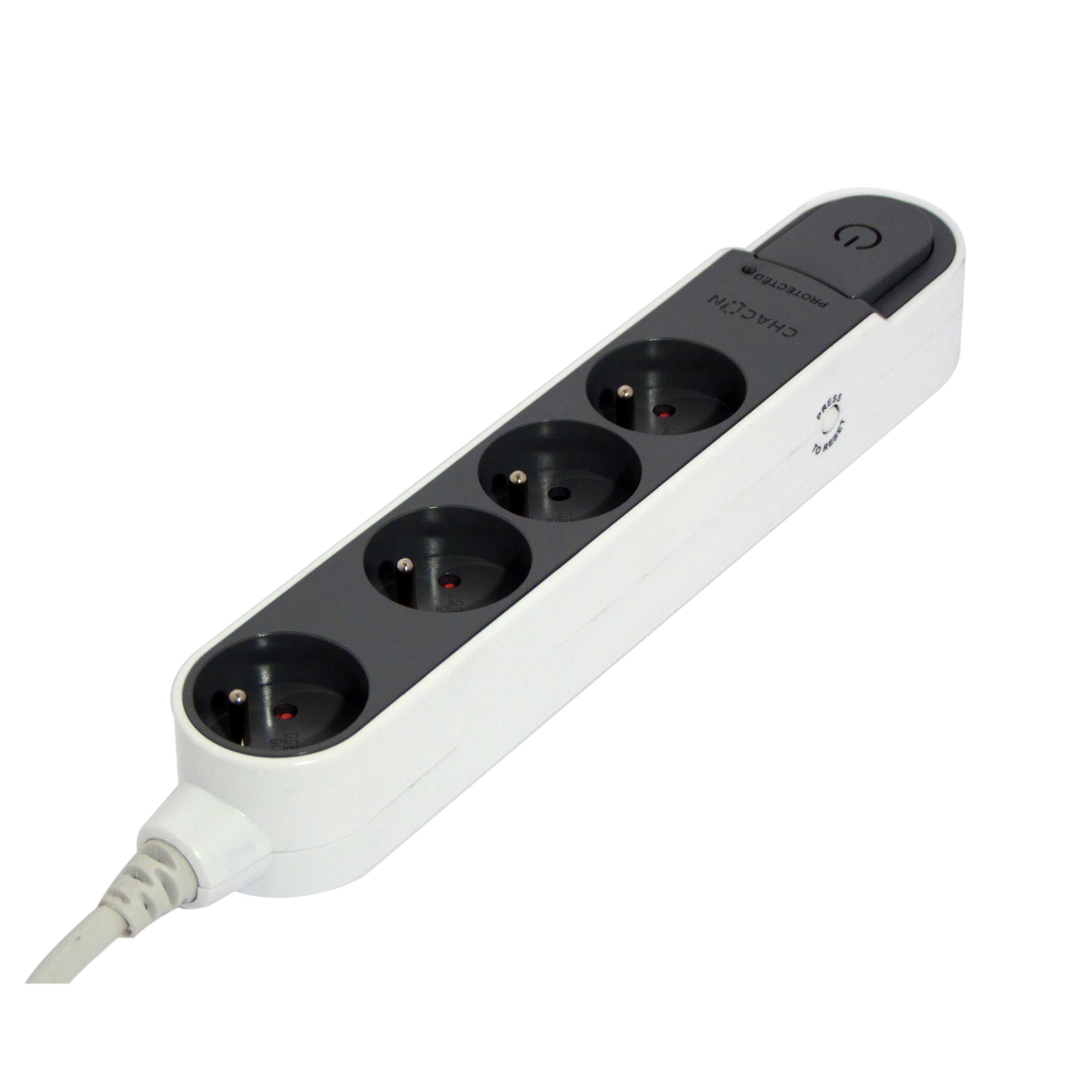 Stylish surge protection unit with switch 4 x 16 A - 1.5 m - Dark grey