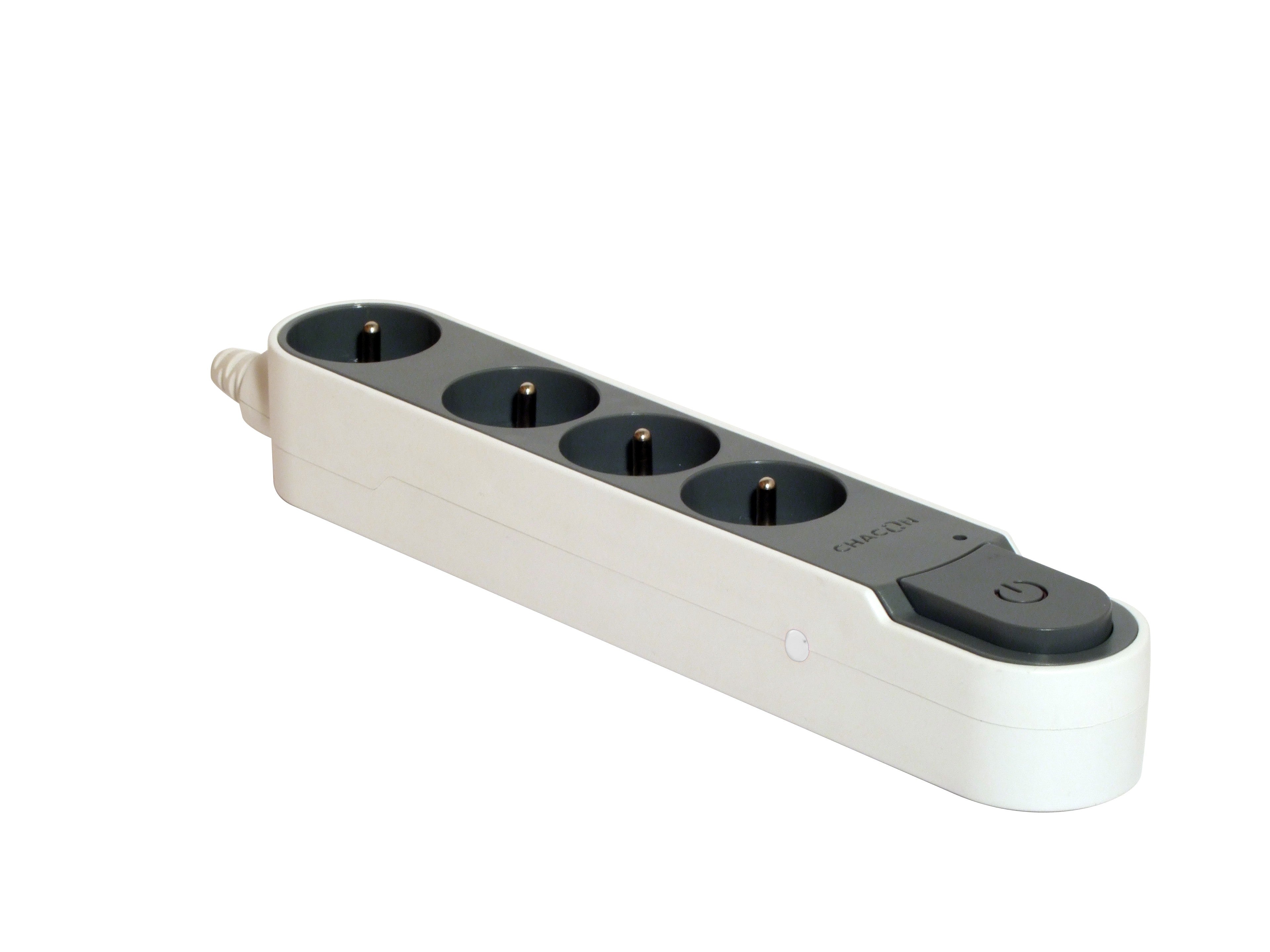 Stylish surge protection unit with switch 4 x 16 A - 1.5 m - Dark grey