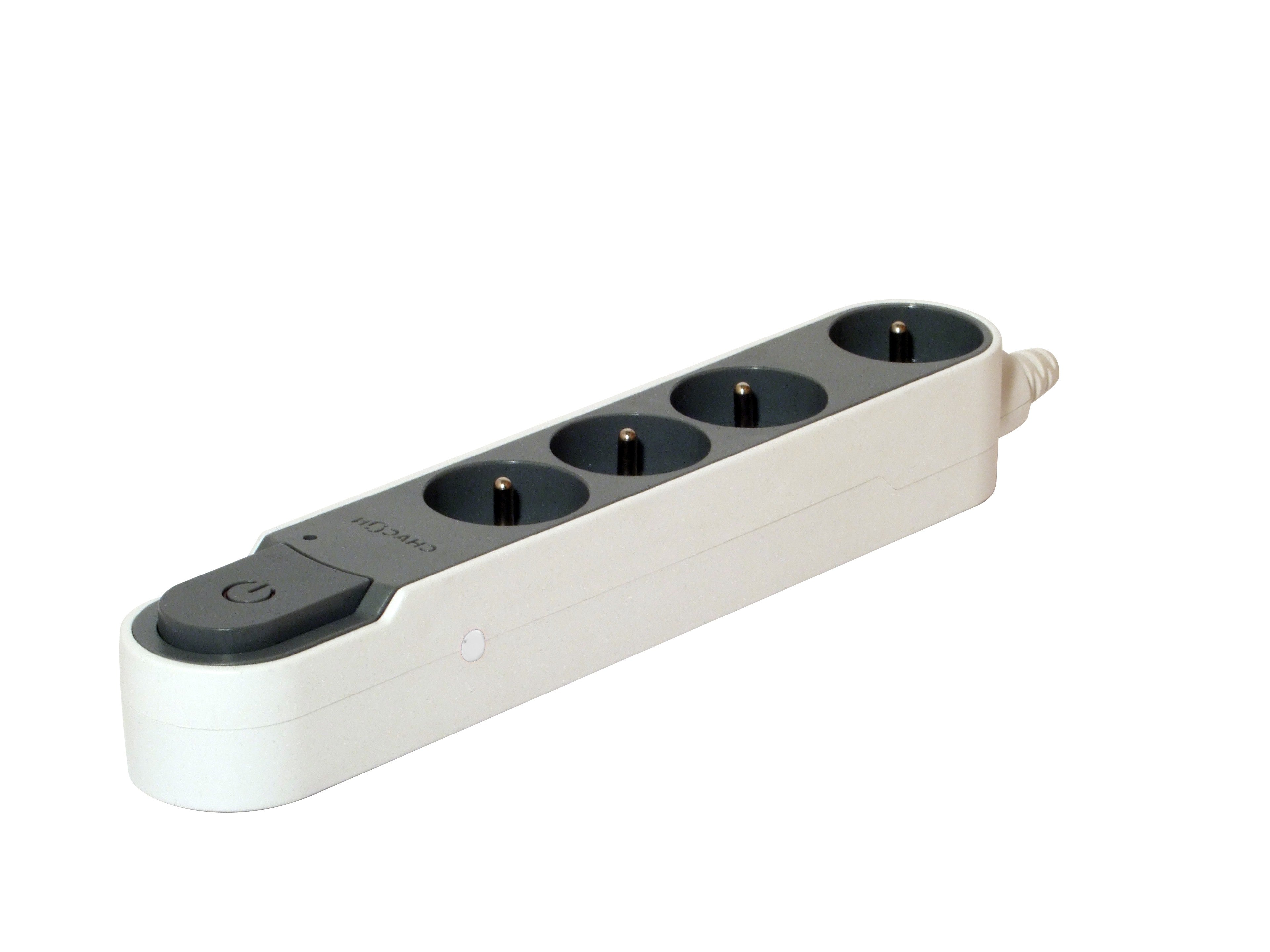 Stylish surge protection unit with switch 4 x 16 A - 1.5 m - Dark grey