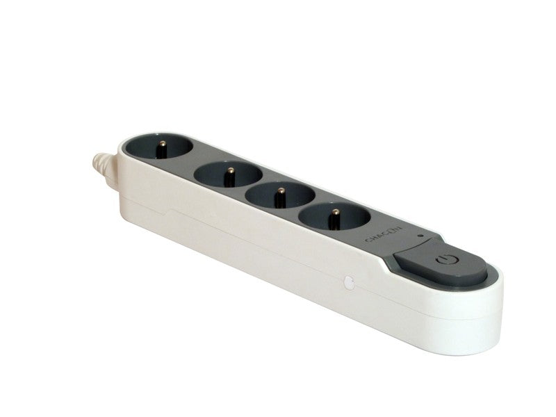 Stylish surge protection unit with switch 4 x 16 A - 1.5 m - Dark grey
