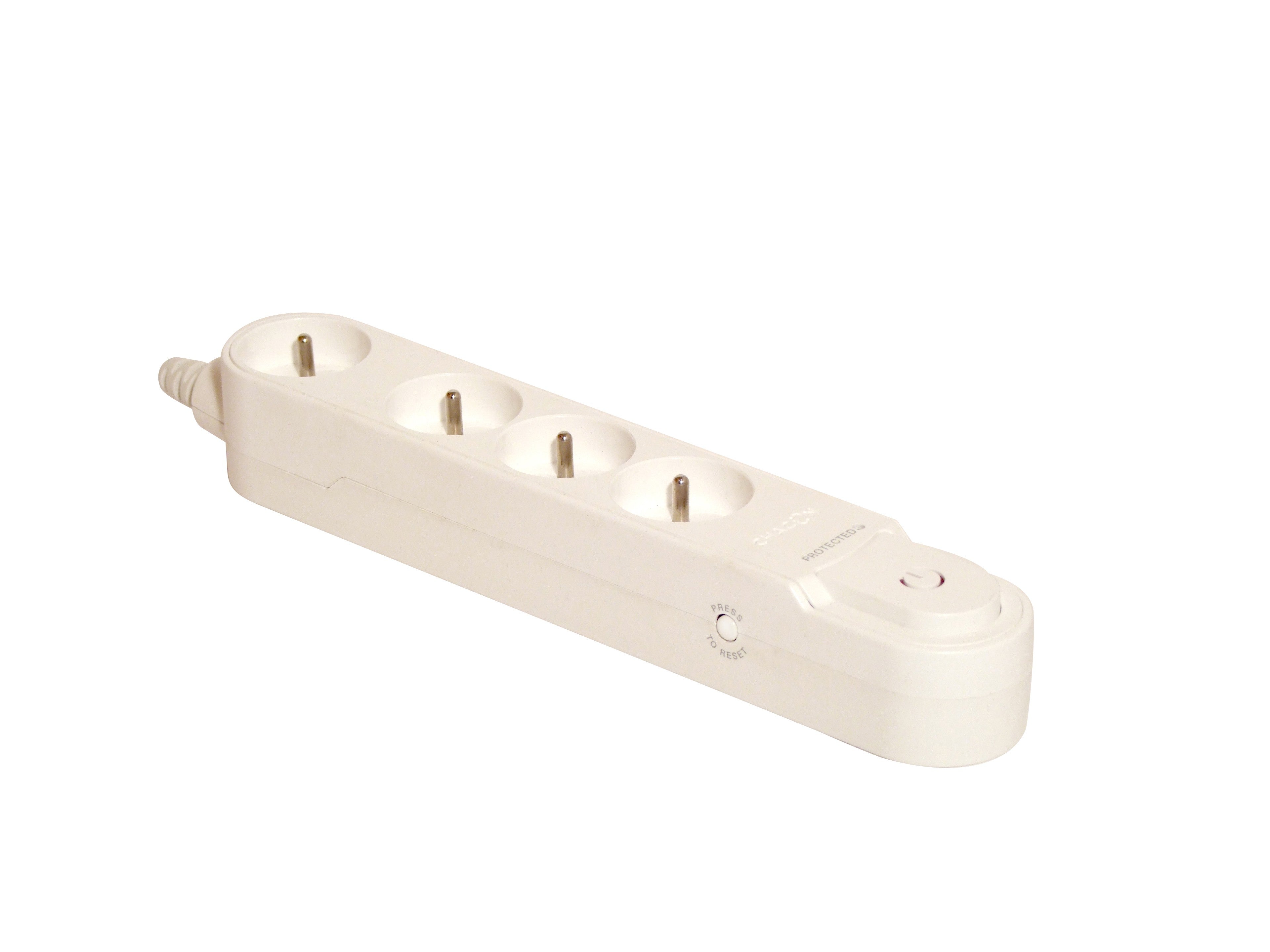 Stylish surge protection strip 4 x 16 A with switch - 1.5 m - White