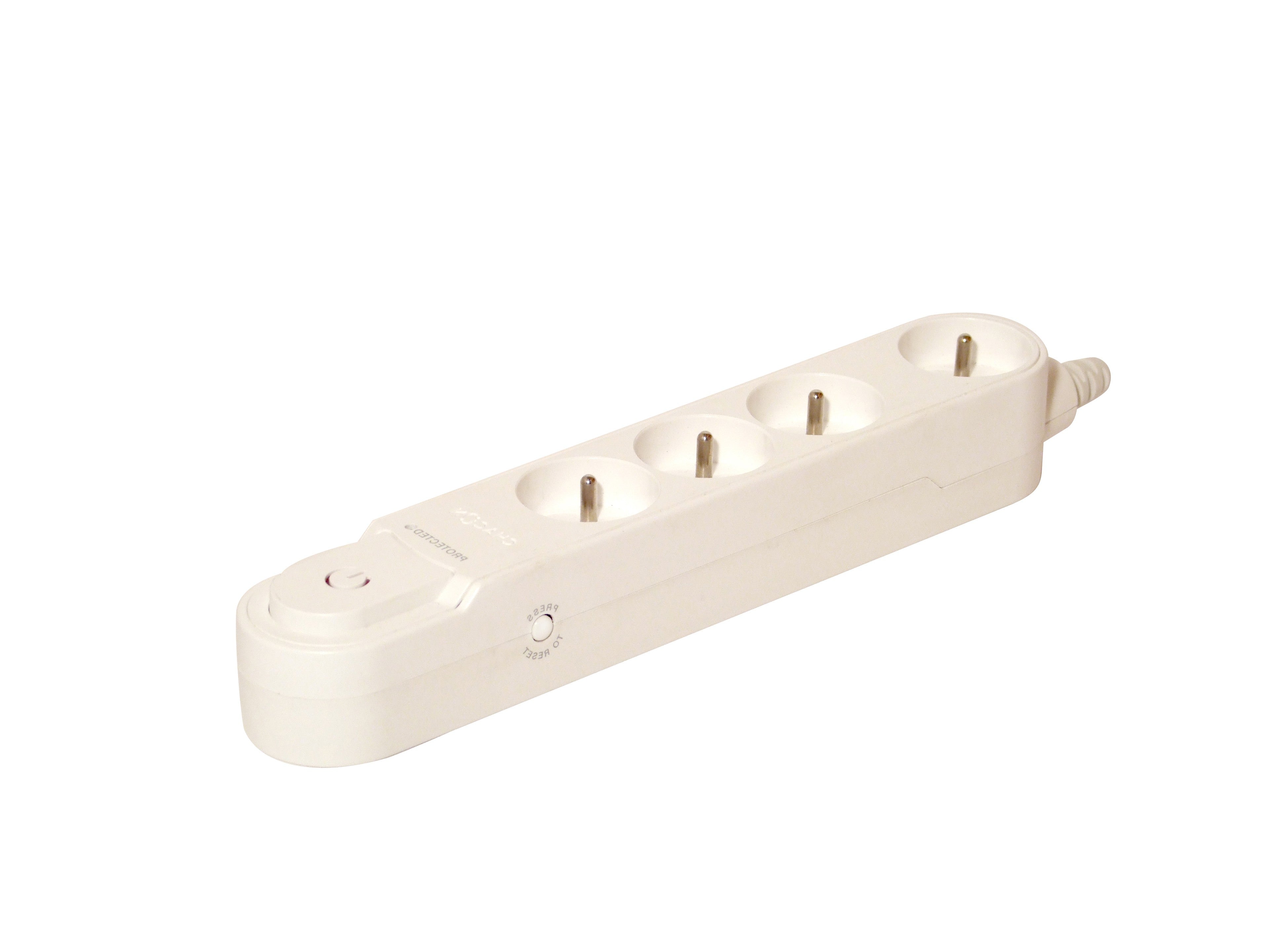 Stylish surge protection strip 4 x 16 A with switch - 1.5 m - White