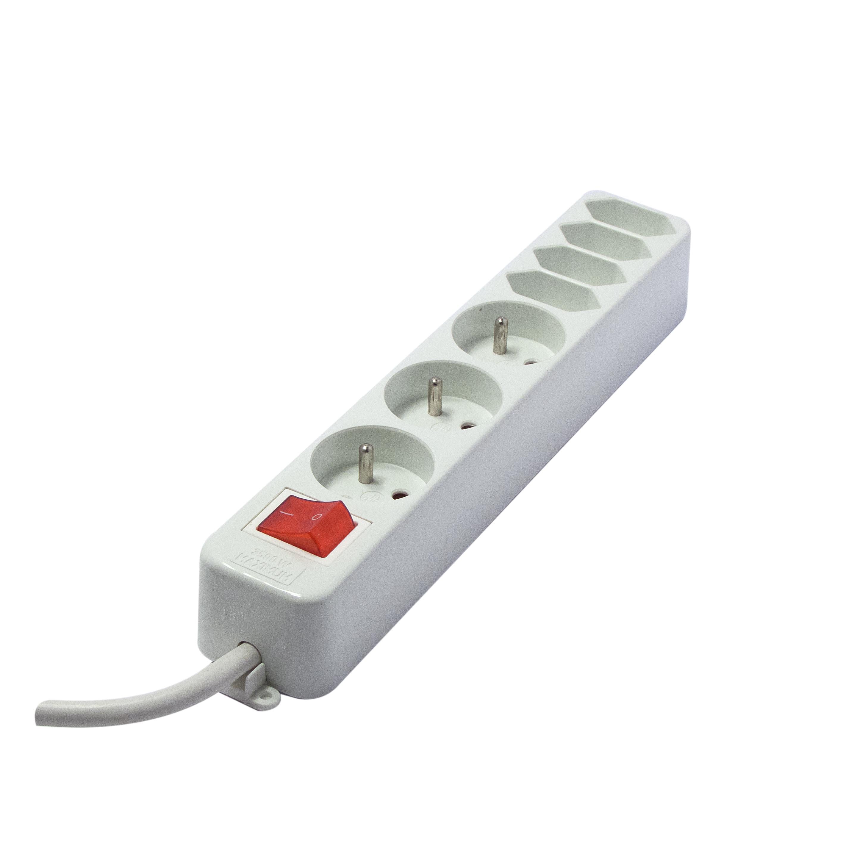 Surge protector power strip 3 x 16 A + 4 x 2.5 A with switch - 3 m - White