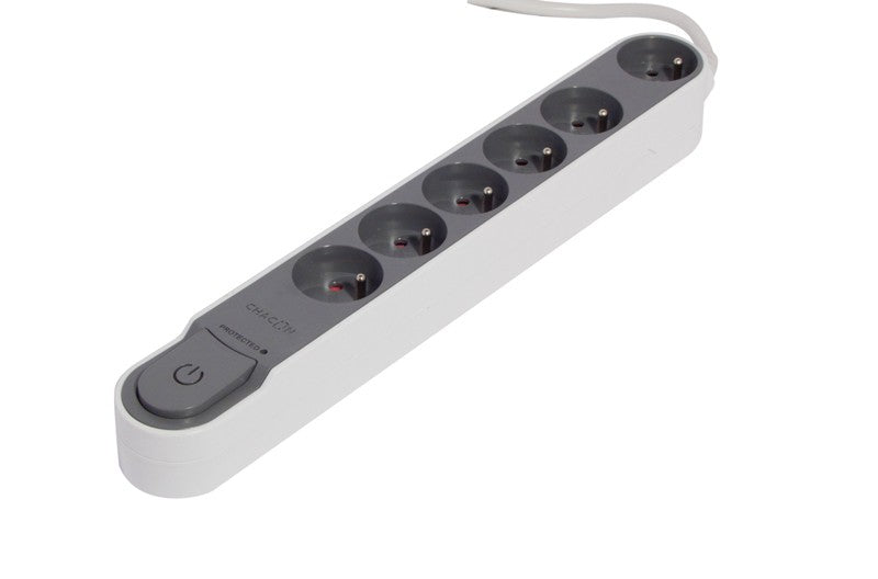 Bloc Design parafoudre 6x16A avec interrupteur - 1,5m - Gris foncé