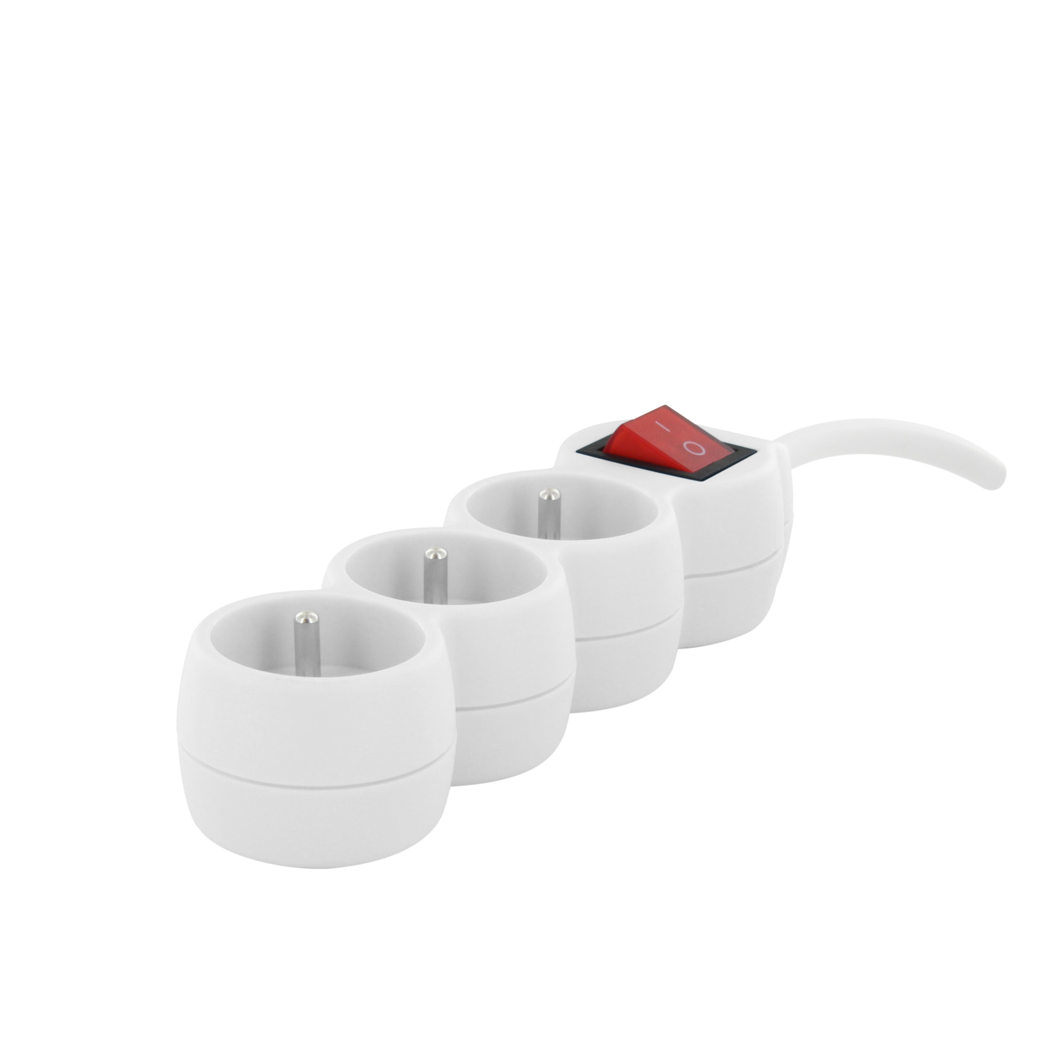 Multipresa 3 X 16 A - 1,5 m - Bianco con interruttore