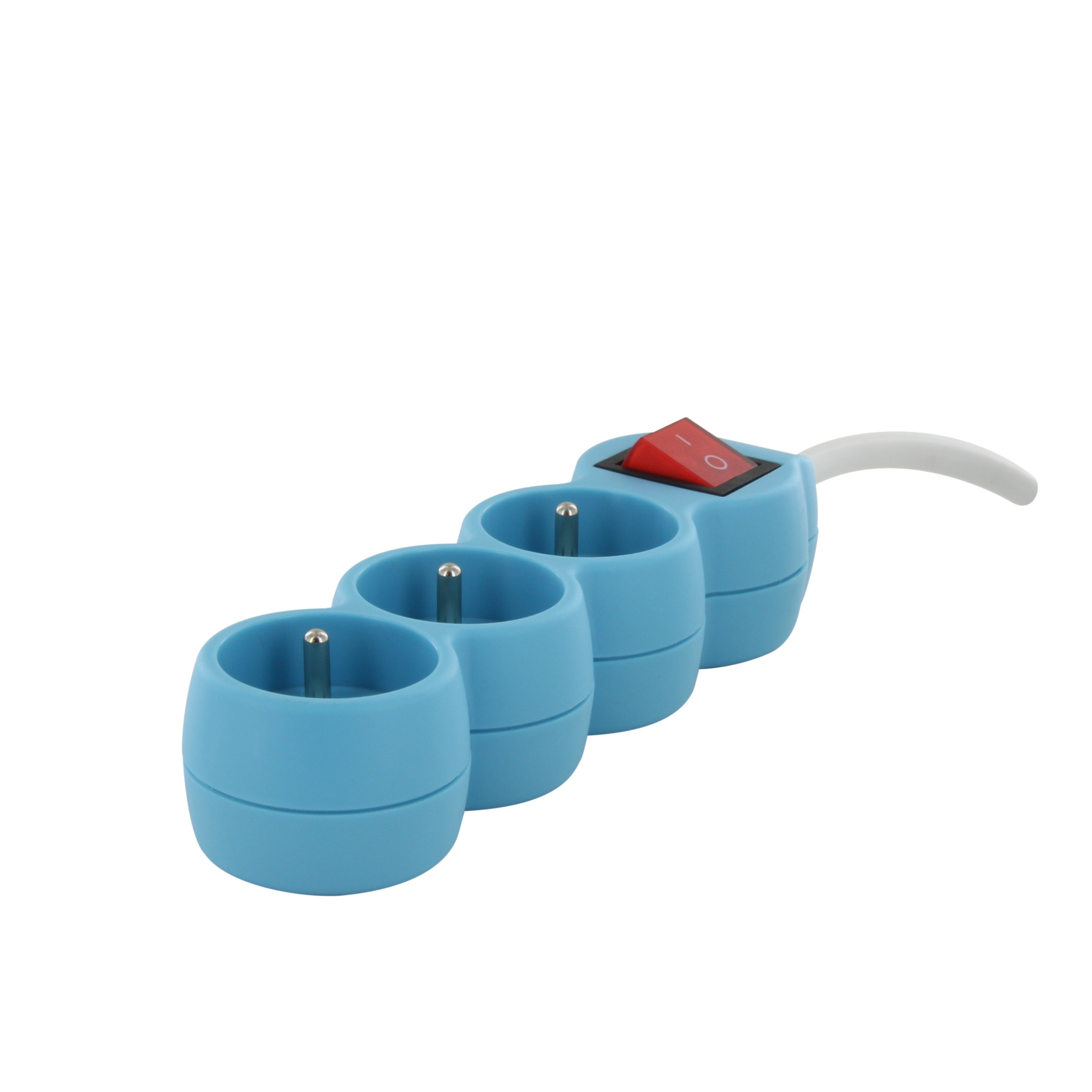 Multipresa 3 X 16 A - 1,5 m - Bianco/Blu con interruttore