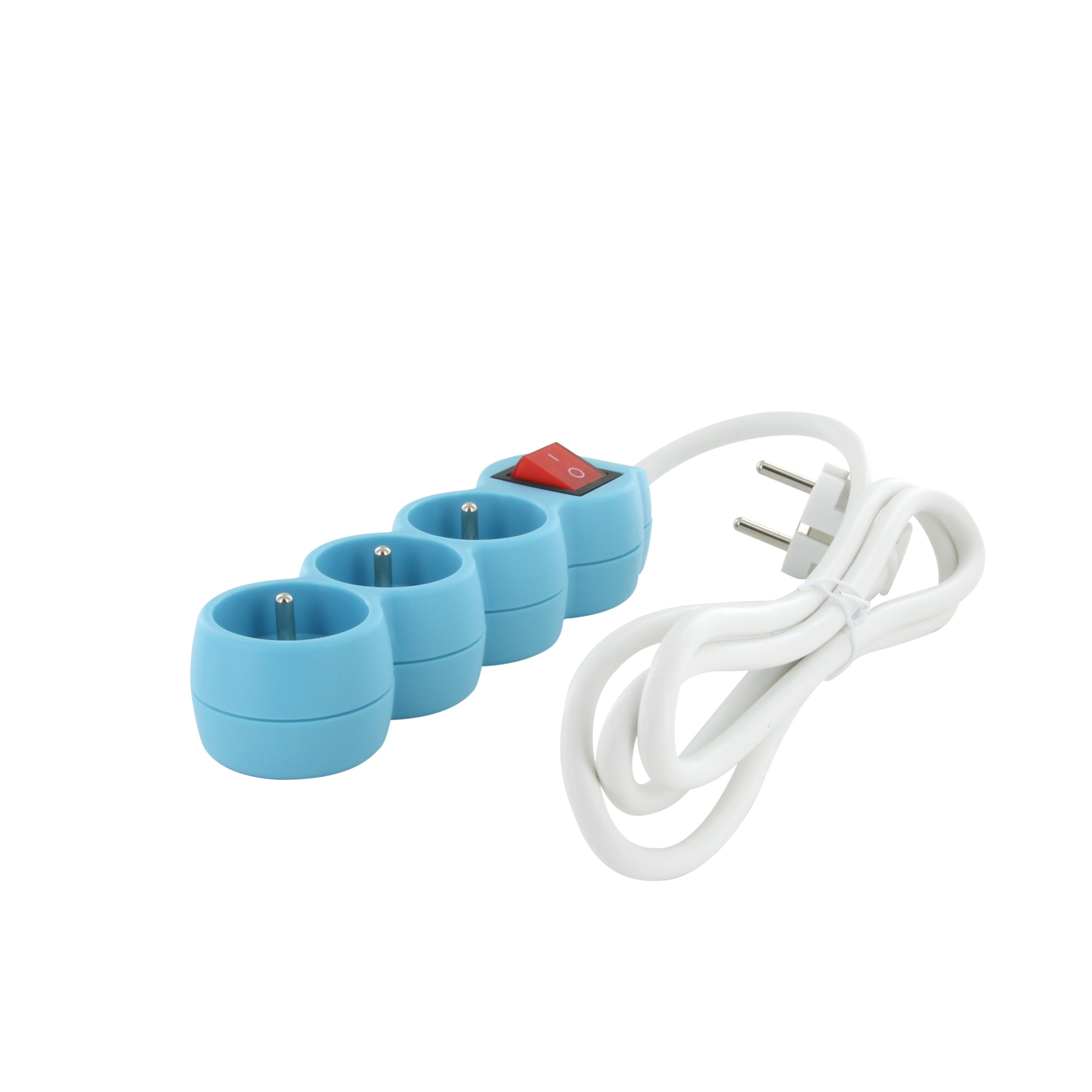 Multipresa 3 X 16 A - 1,5 m - Bianco/Blu con interruttore