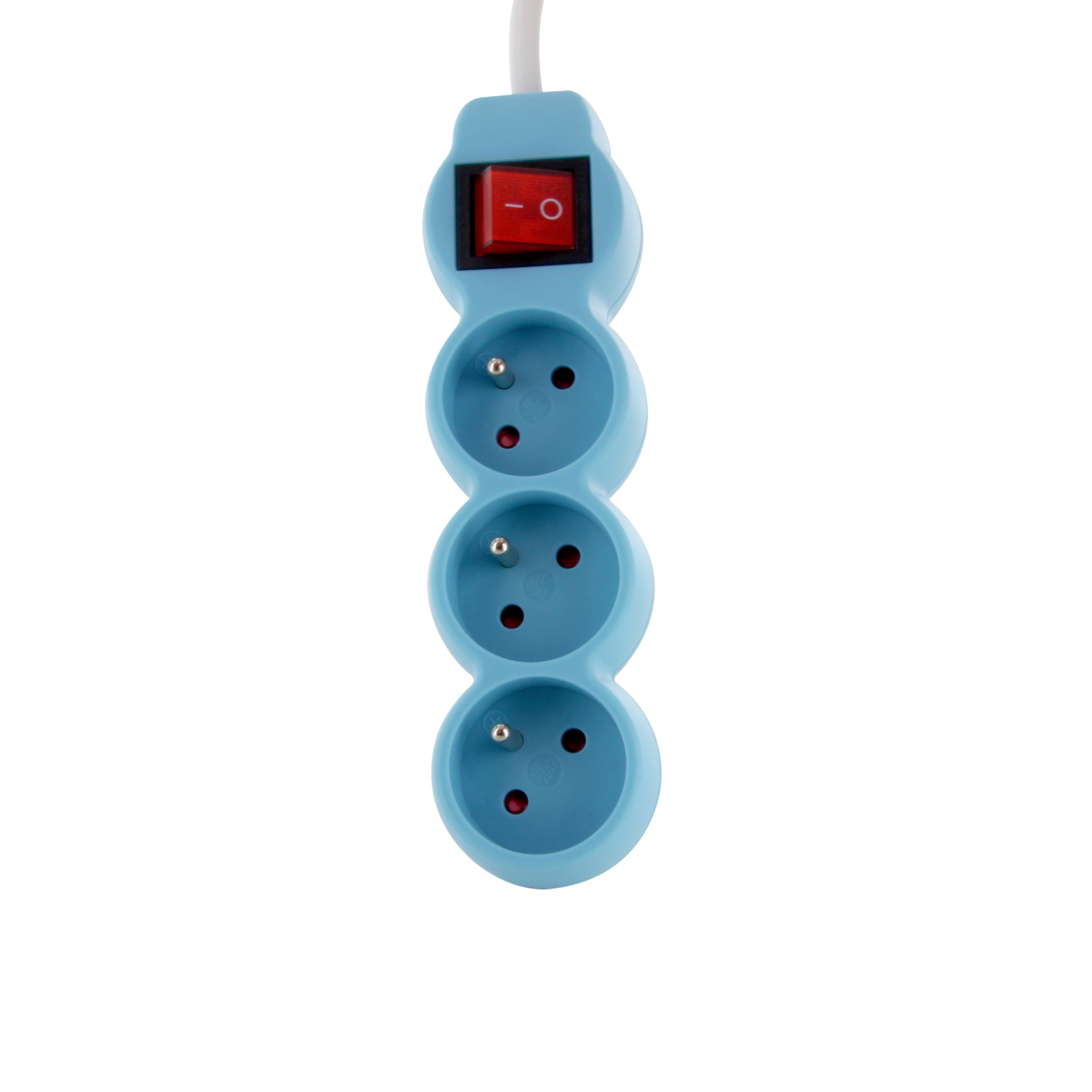 Multipresa 3 X 16 A - 1,5 m - Bianco/Blu con interruttore