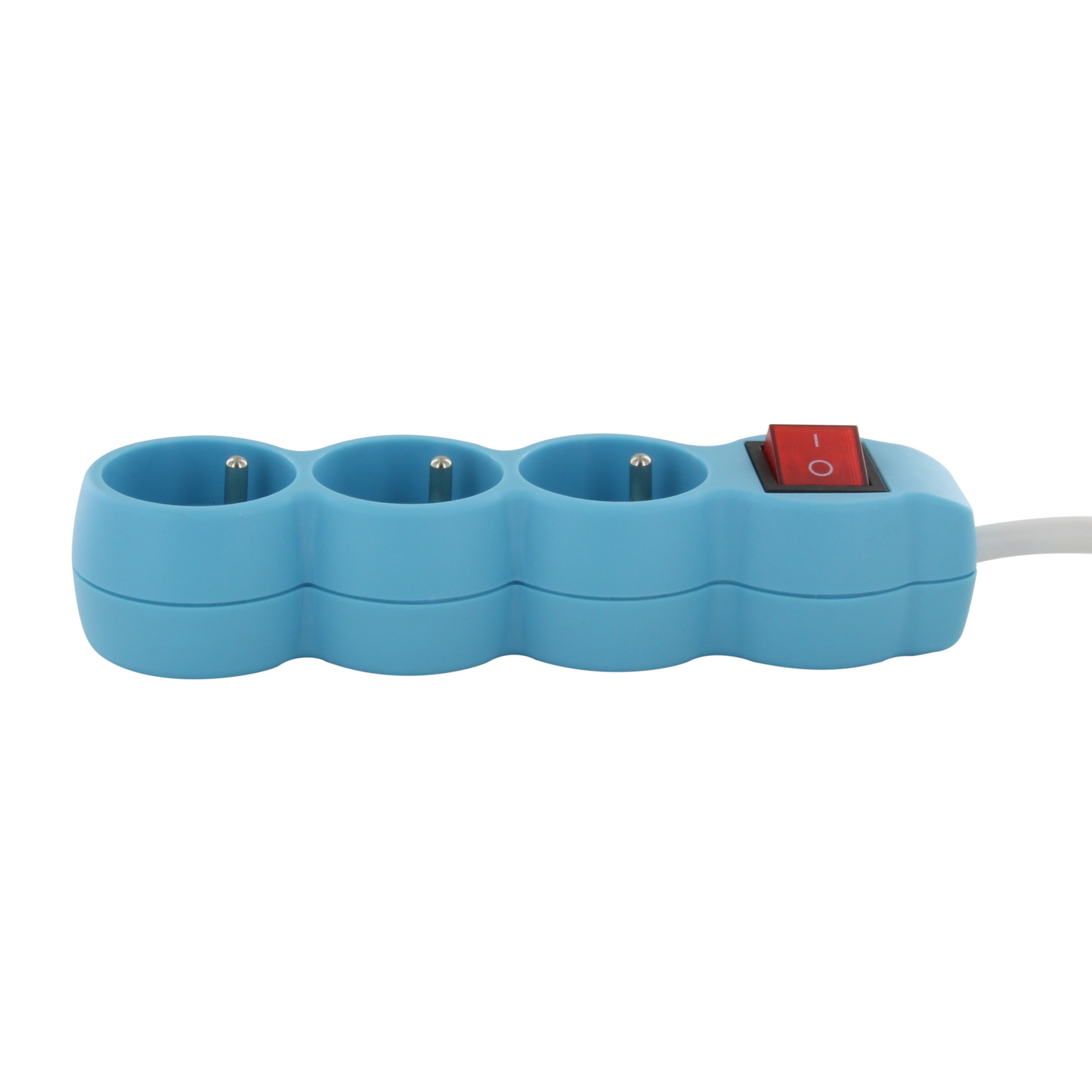 Multipresa 3 X 16 A - 1,5 m - Bianco/Blu con interruttore