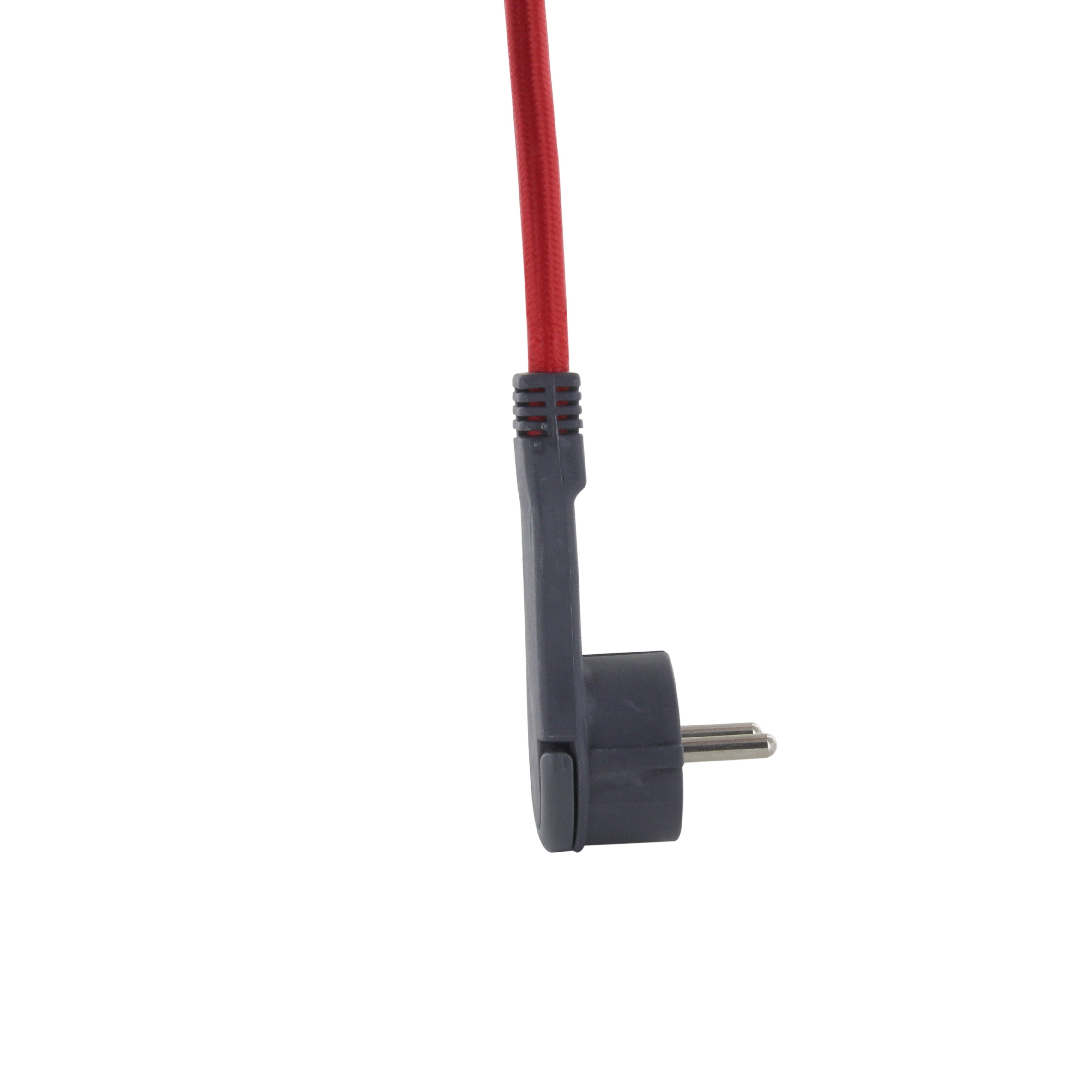 Grijze stekkerdoos en rode textielkabel met 2 USB - 1,5m