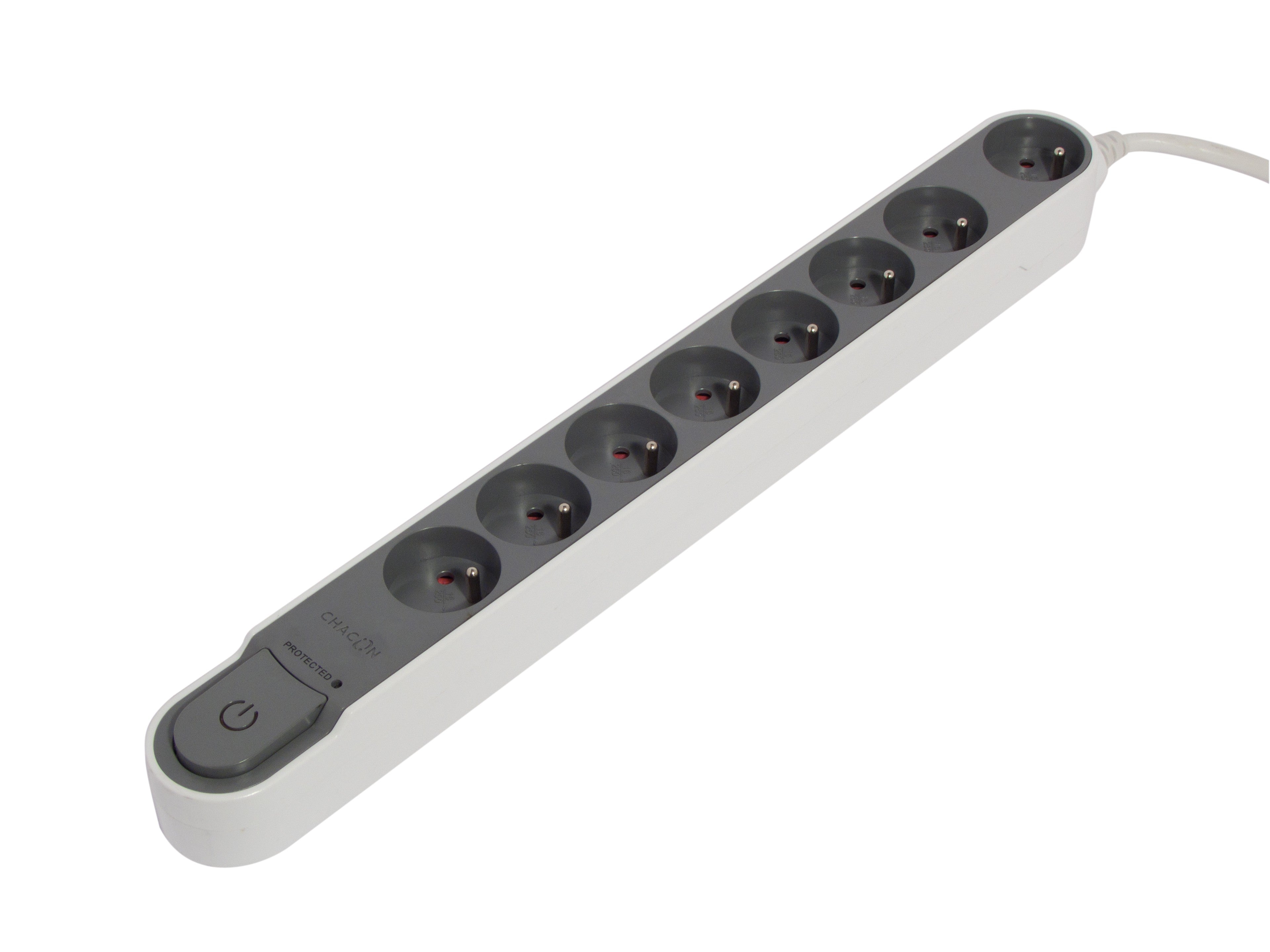 Stylish power strip with surge protection 8 x 16 A with switch - 3 m - Dark grey