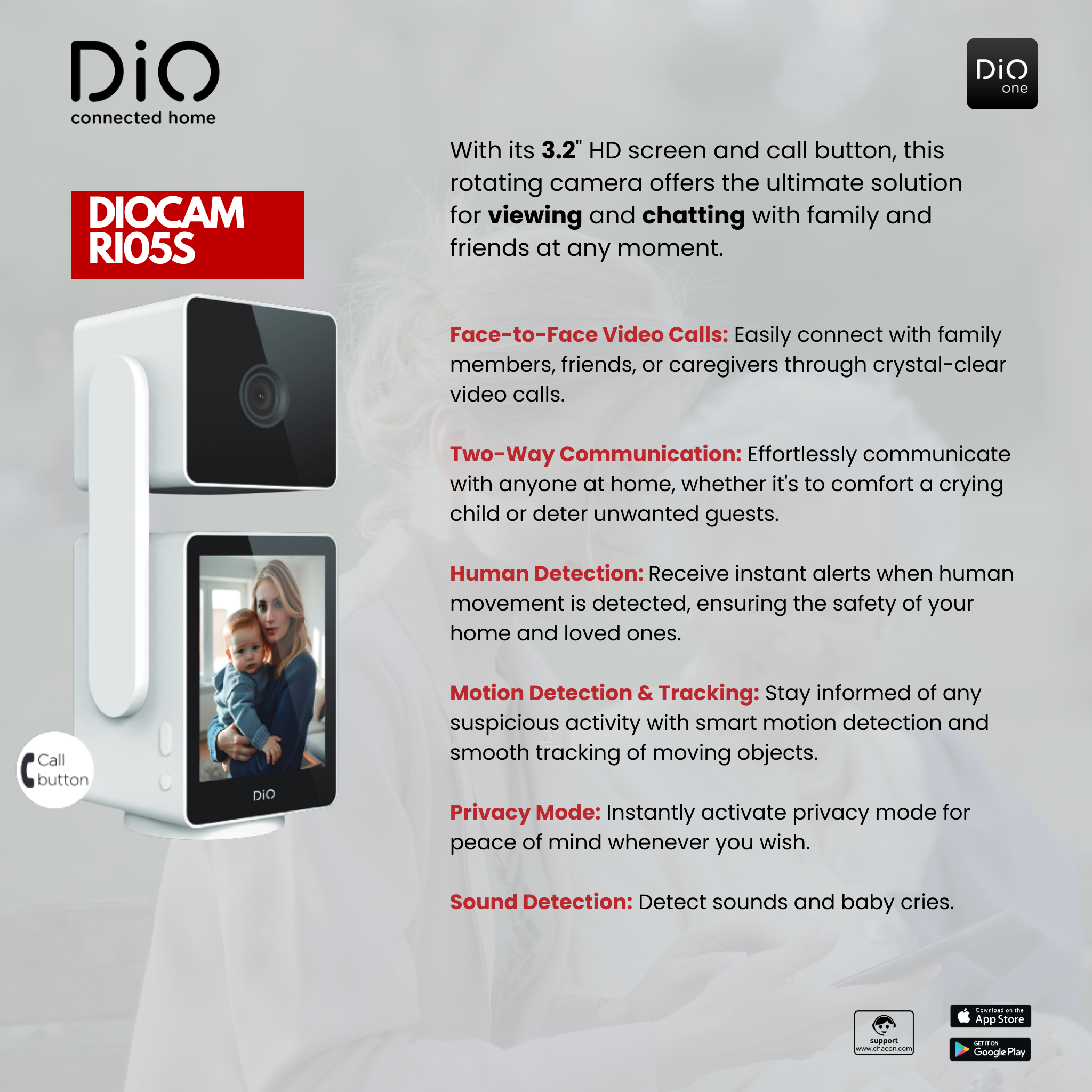 Indoor rotating Wi-Fi camera with 1920x1080p privacy mode