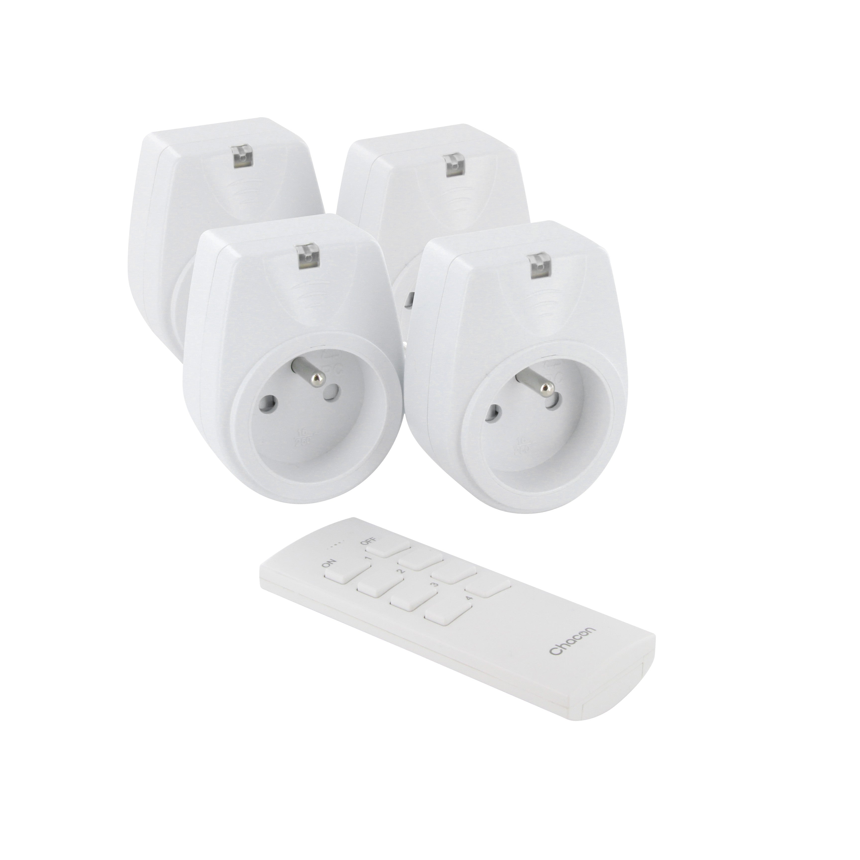 Kit met 4 draadloze schakelstopcontacten + afstandsbediening