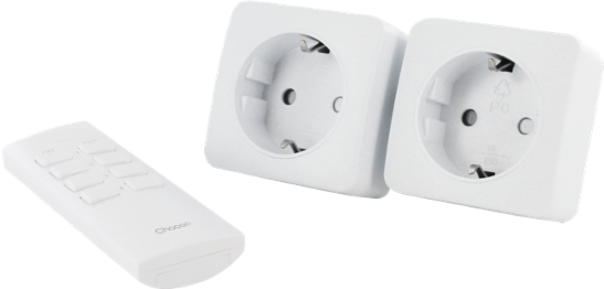 Set met 2 mini stekkers On/Off 3000W + afstandsbediening met 4 kanalen