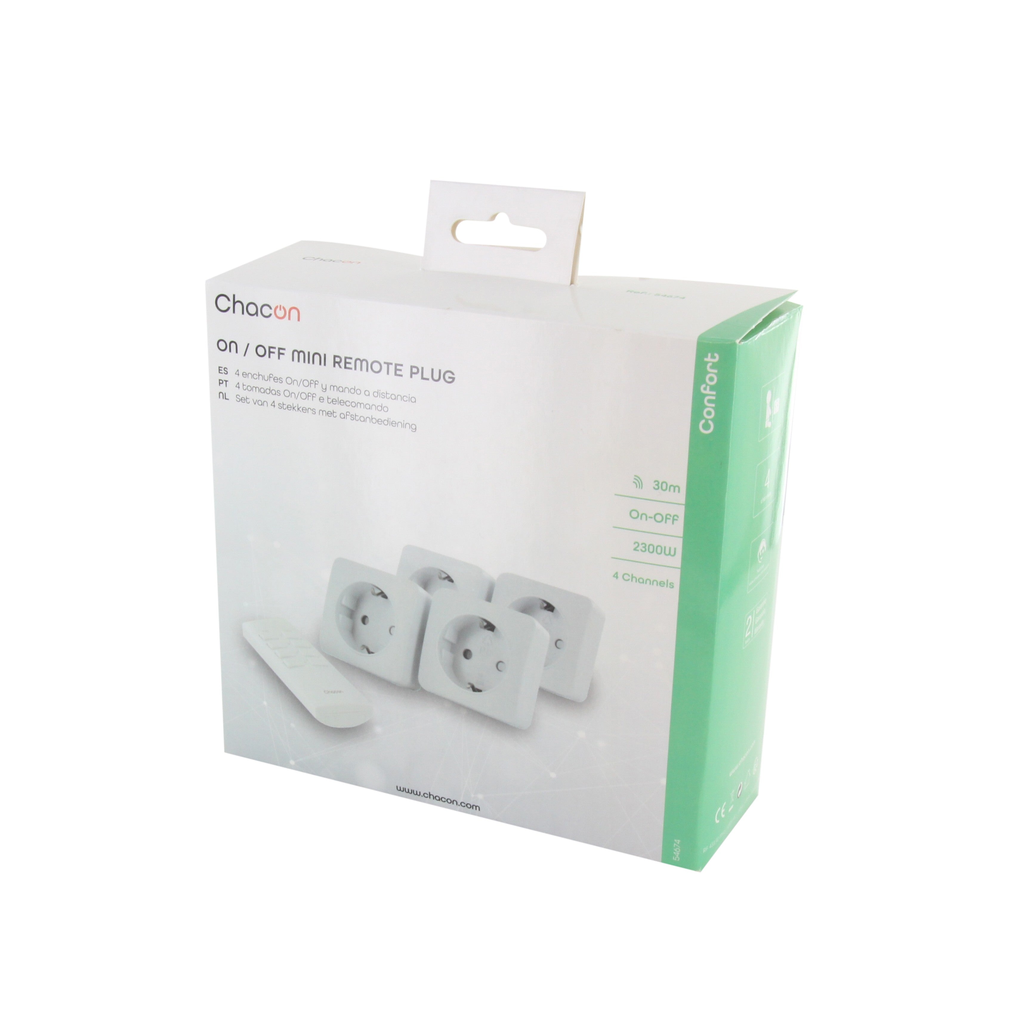 Set di 4 mini-spine On/Off + telecomando a 4 canali 2300W