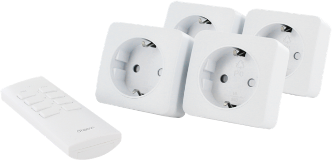 Set di 4 mini-spine On/Off + telecomando a 4 canali 2300W
