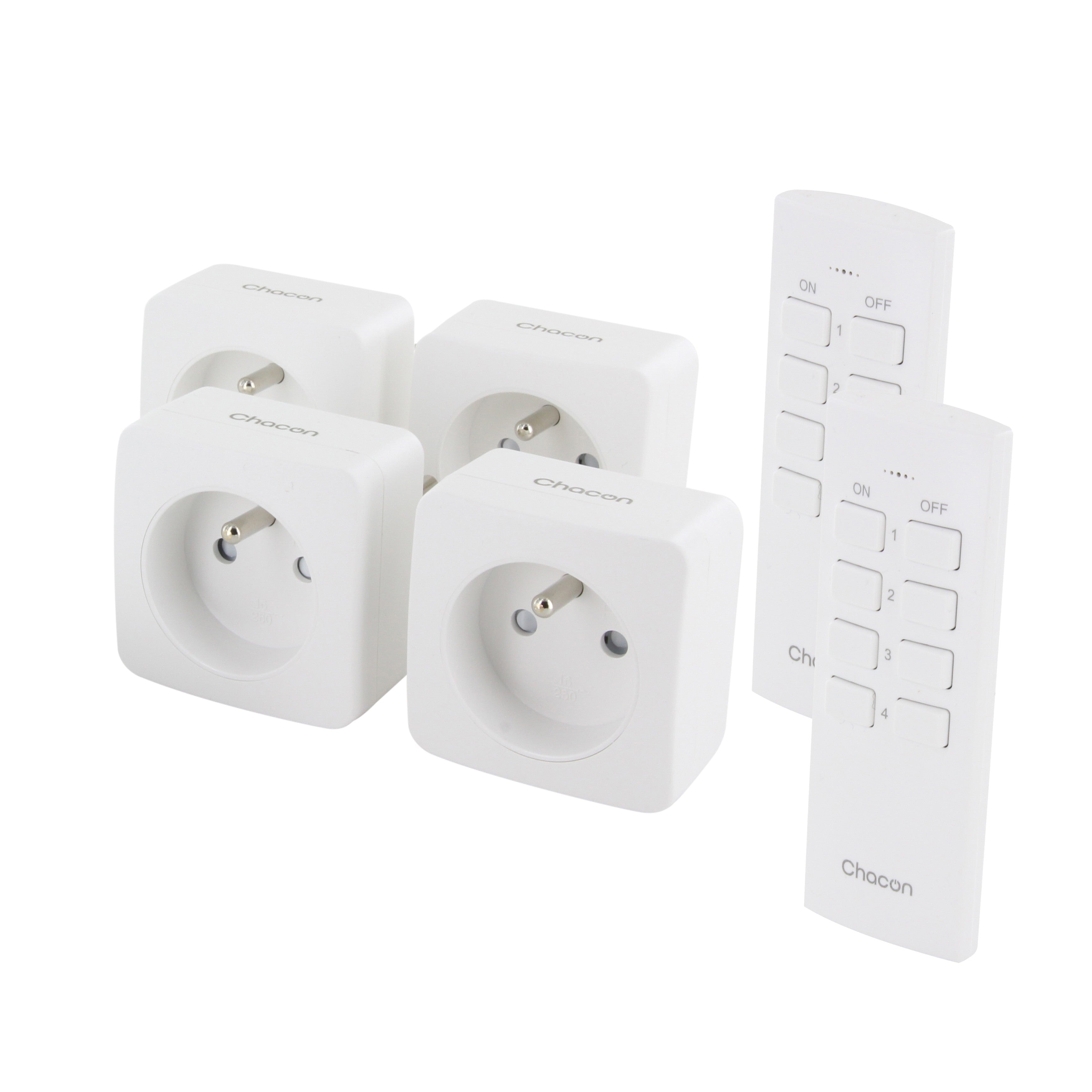 Kit met 4 minischakelstopcontacten en 2 afstandsbediening