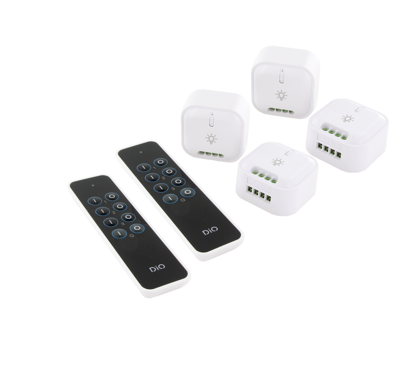 Conjunto de 4 módulos de iluminação On/Off e 2 telecomandos