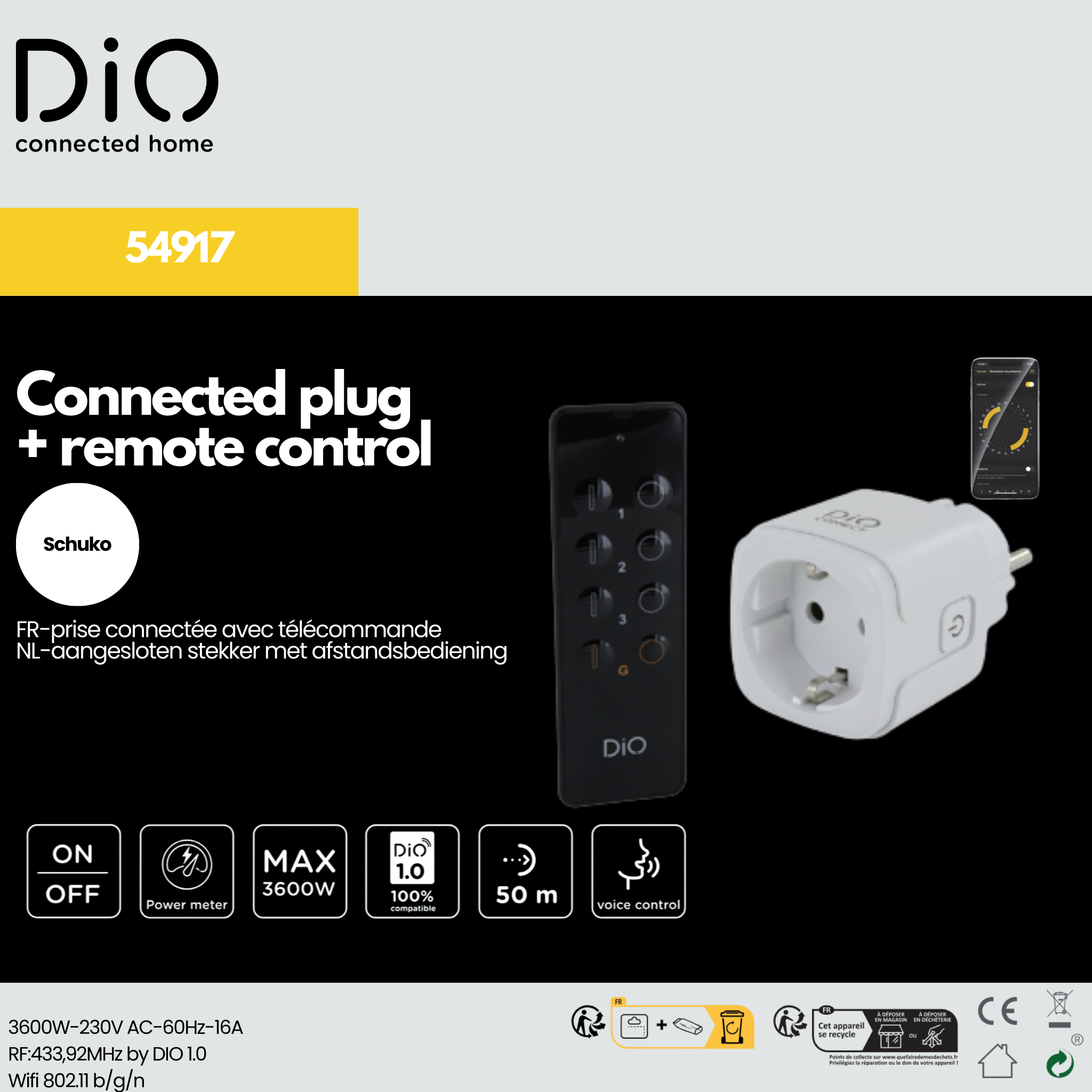 Prise connectée (SCH) + télécommande - DiO Connect