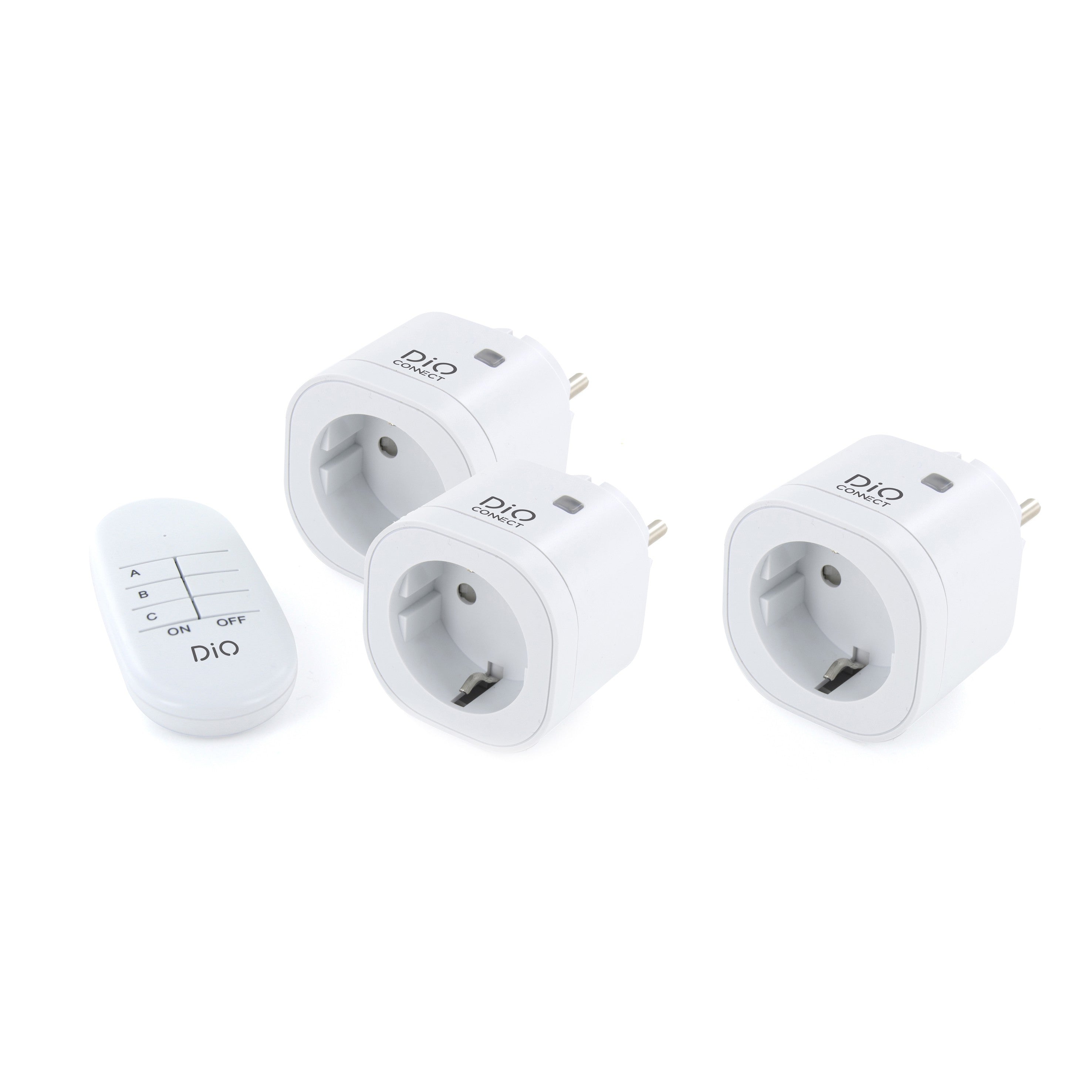 DiO Connect – 3 WLAN- und Funksteckdosen (SCH - Typ F) Funkfrequenz 433 MHz + Fernbedienung