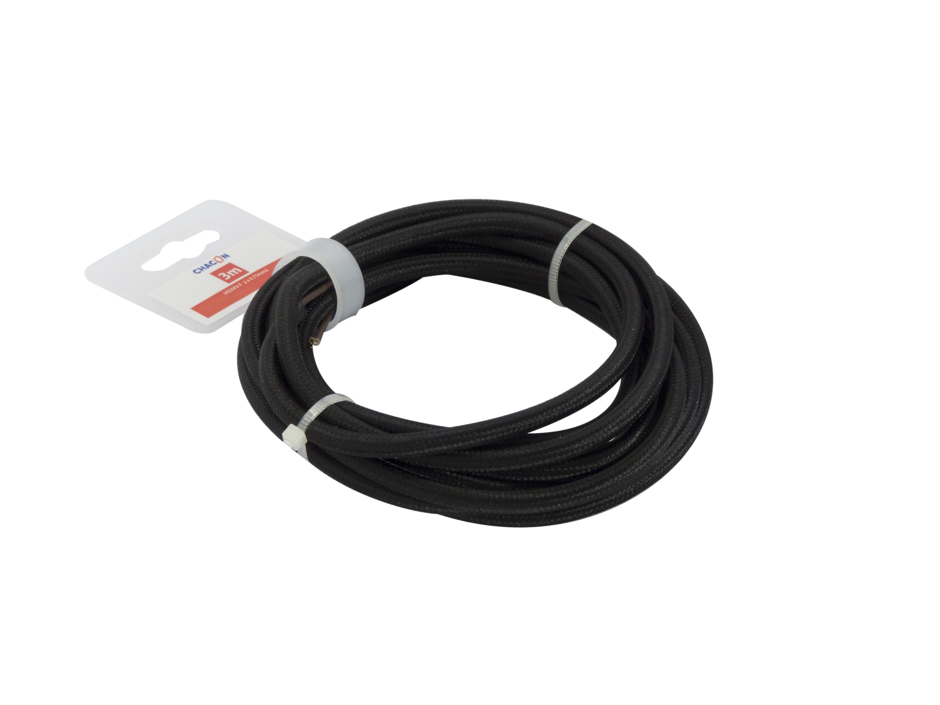 Schwarzes Textilkabel – 3 m