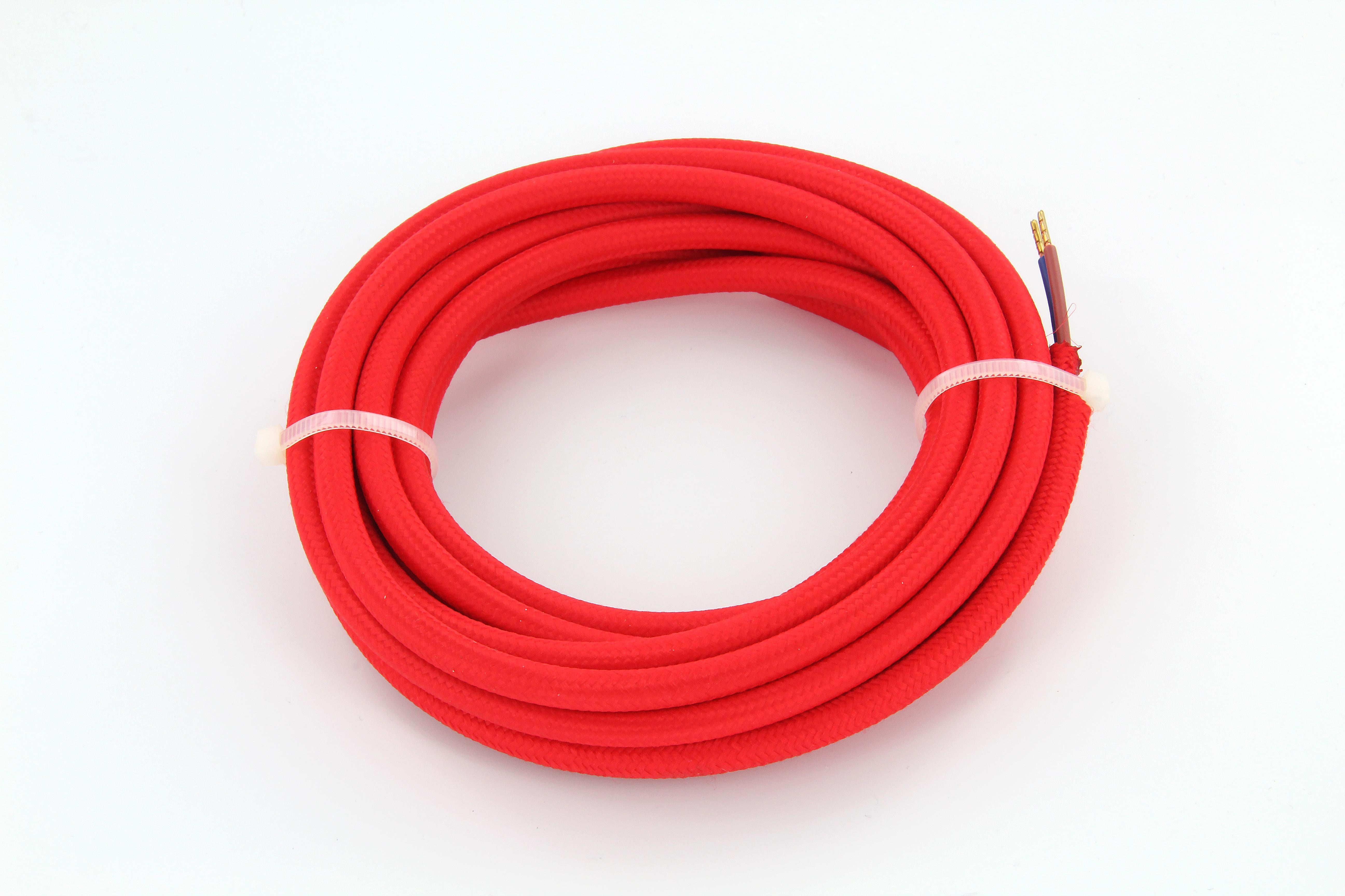 Cavo rivestito in tessuto 3 m - Rosso