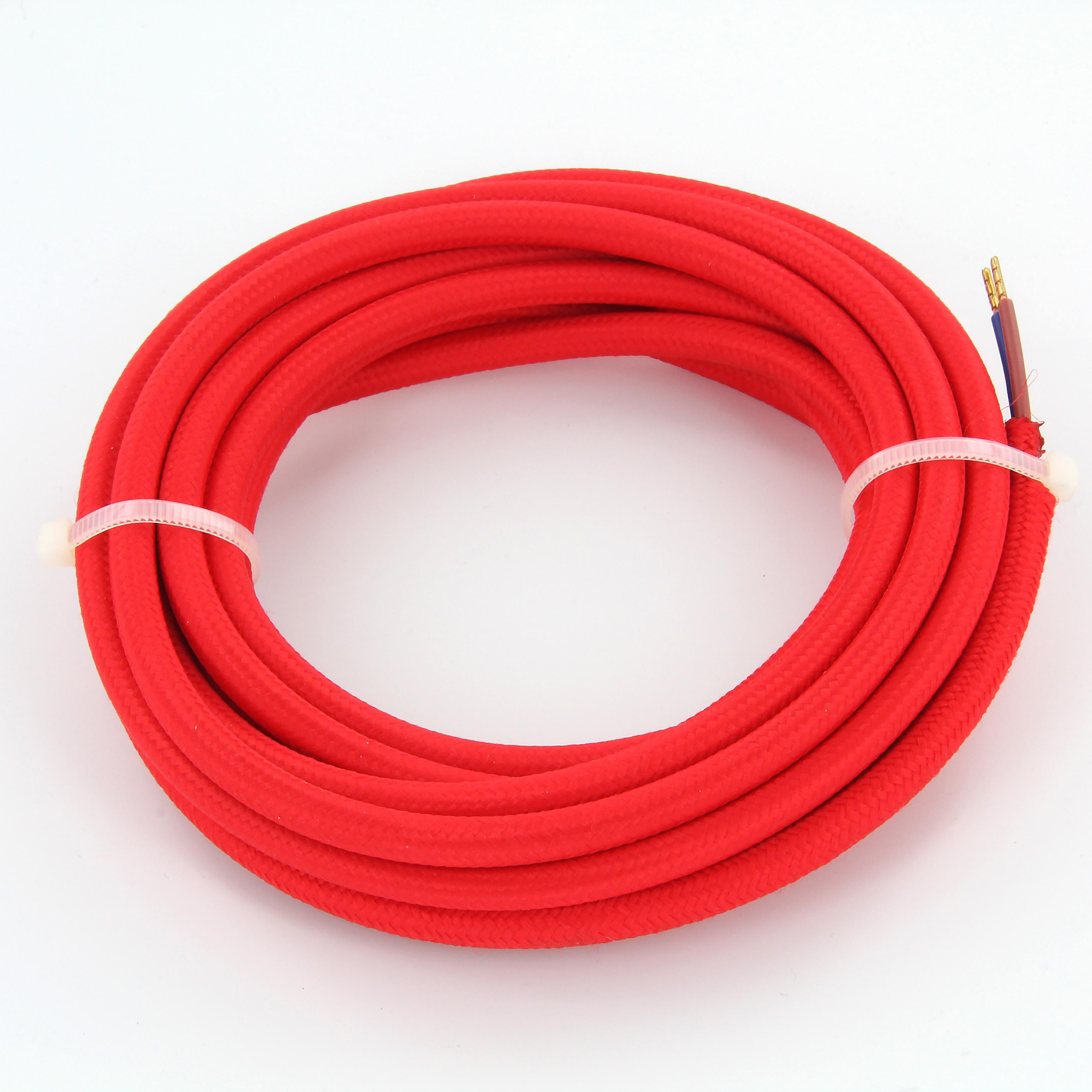 Cavo rivestito in tessuto 3 m - Rosso