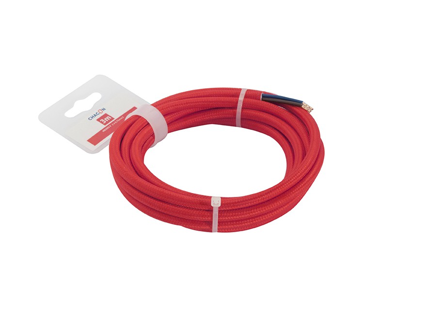 Cavo rivestito in tessuto 3 m - Rosso