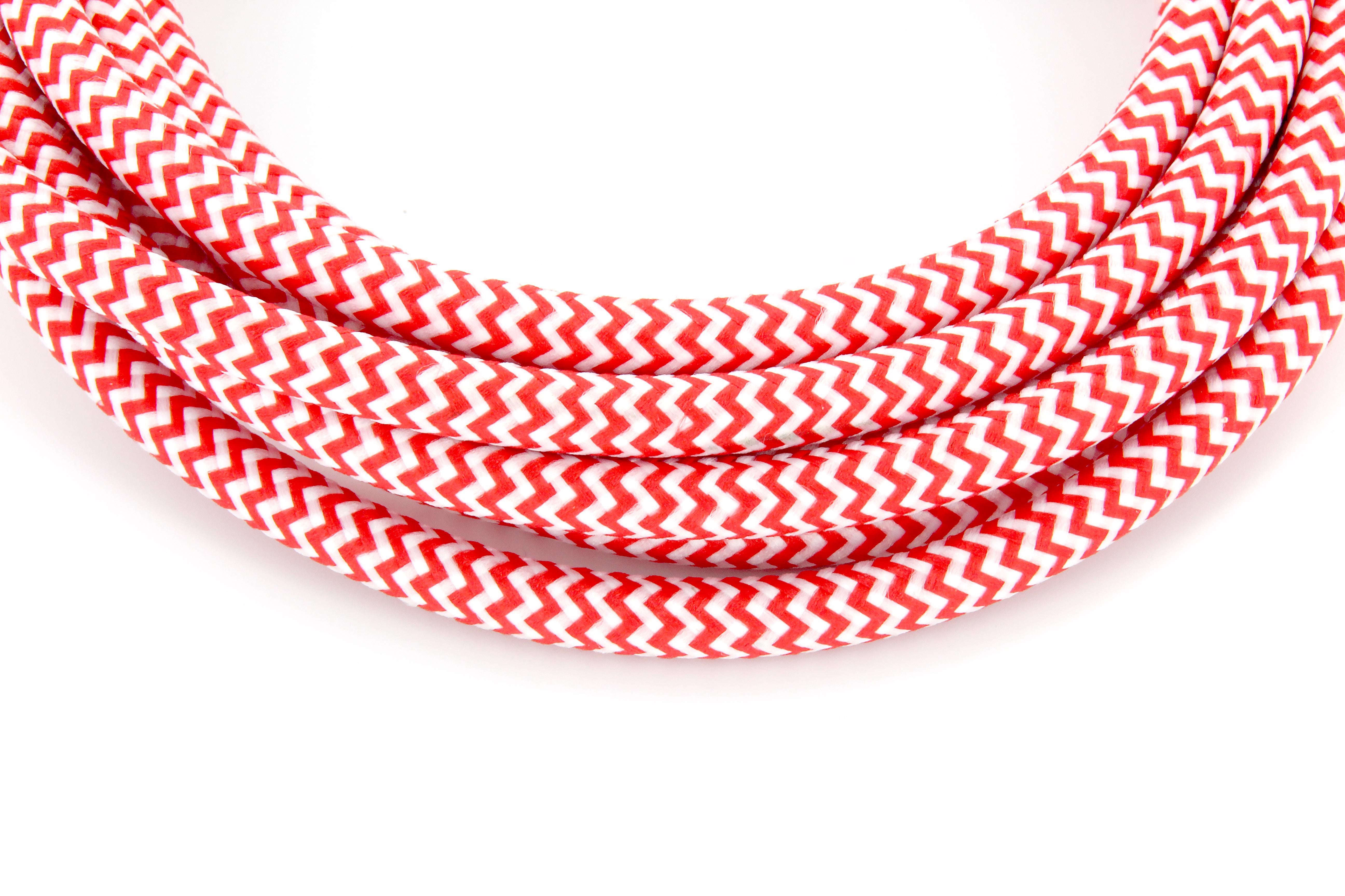 Fabric cable - 3 m - Red/White