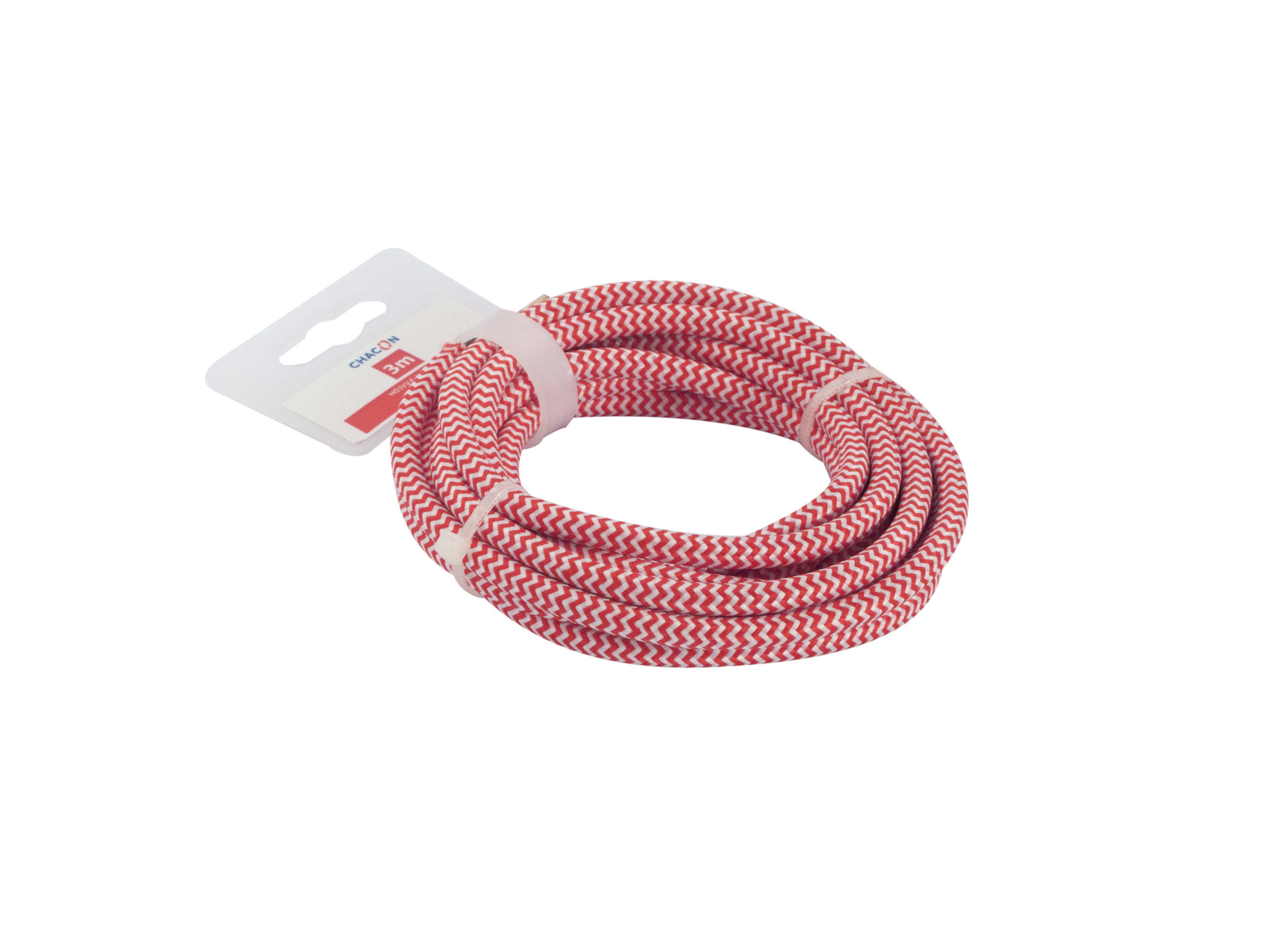 Fabric cable - 3 m - Red/White
