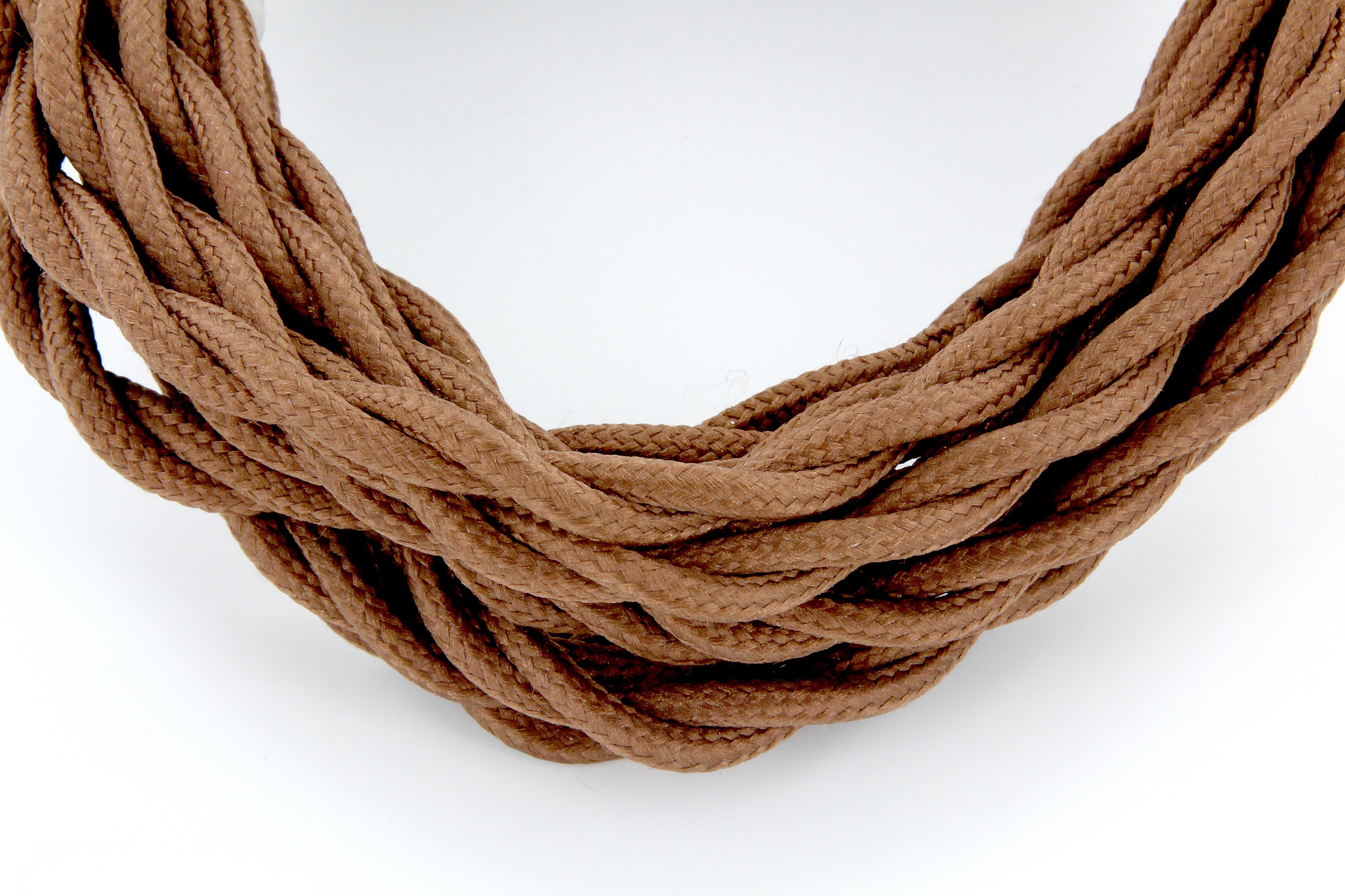 Câble textile torsadé 3m - Brun
