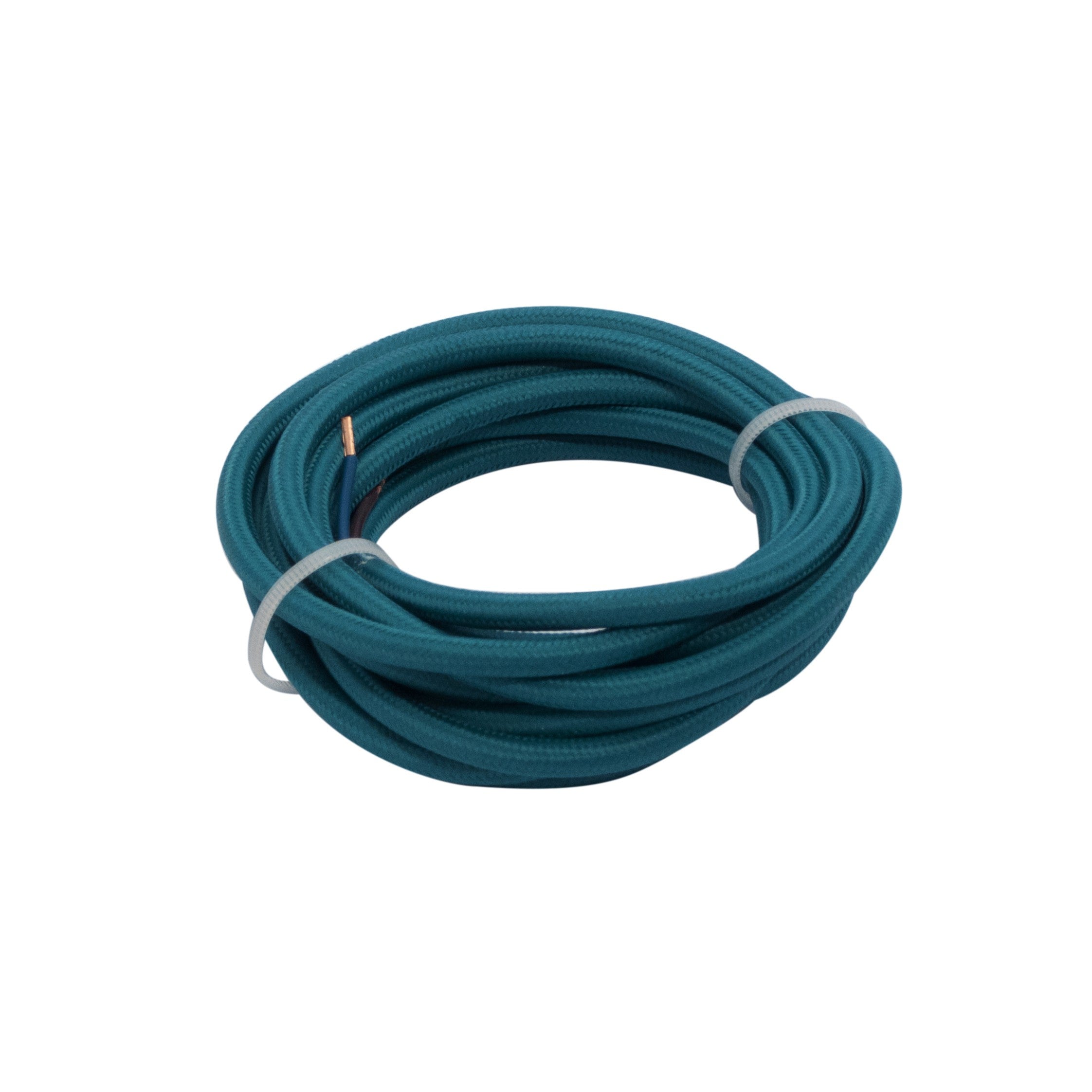 Cavo rivestito in tessuto 3 m - Blu pavone