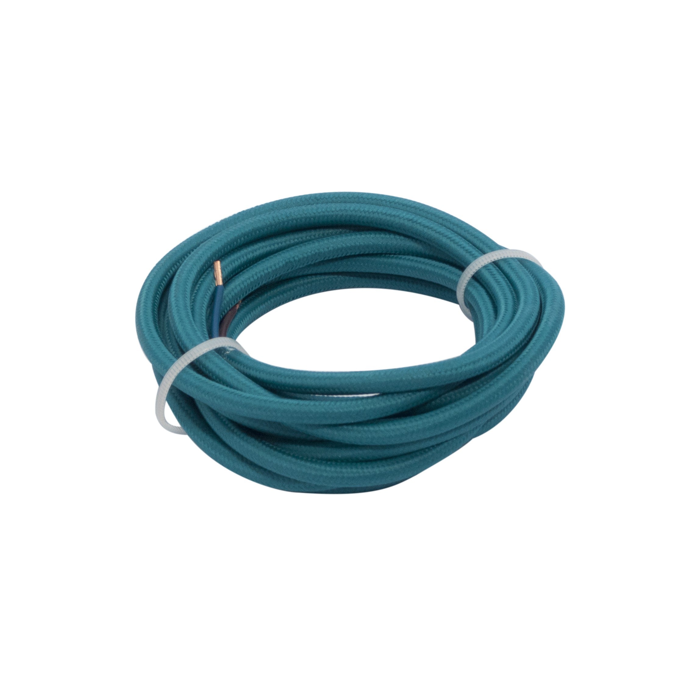 Cavo rivestito in tessuto 3 m - Blu pavone