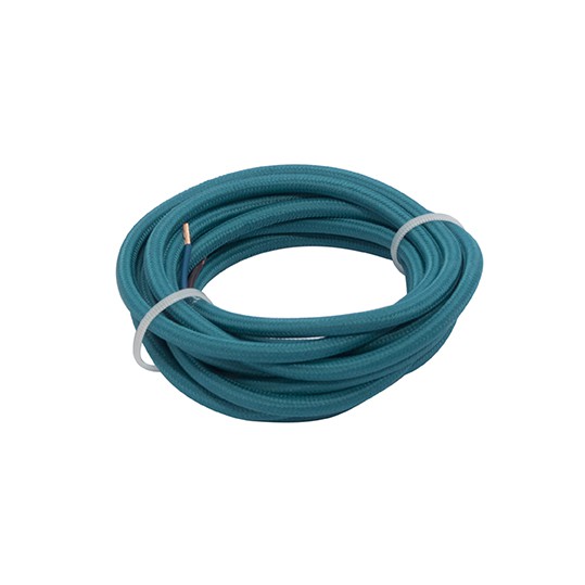 Cavo rivestito in tessuto 3 m - Blu pavone