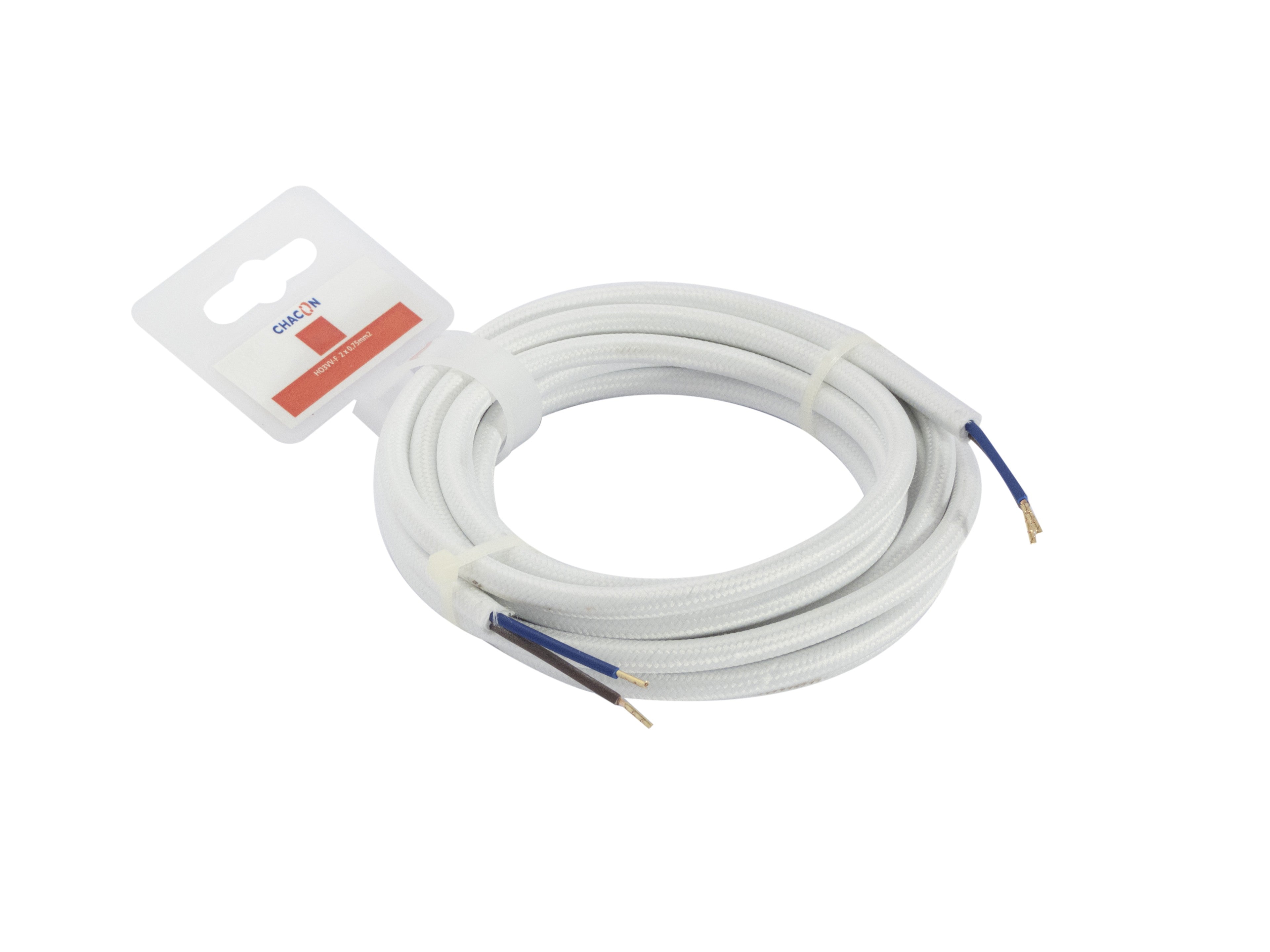 Cavo rivestito in tessuto 5 m - Bianco