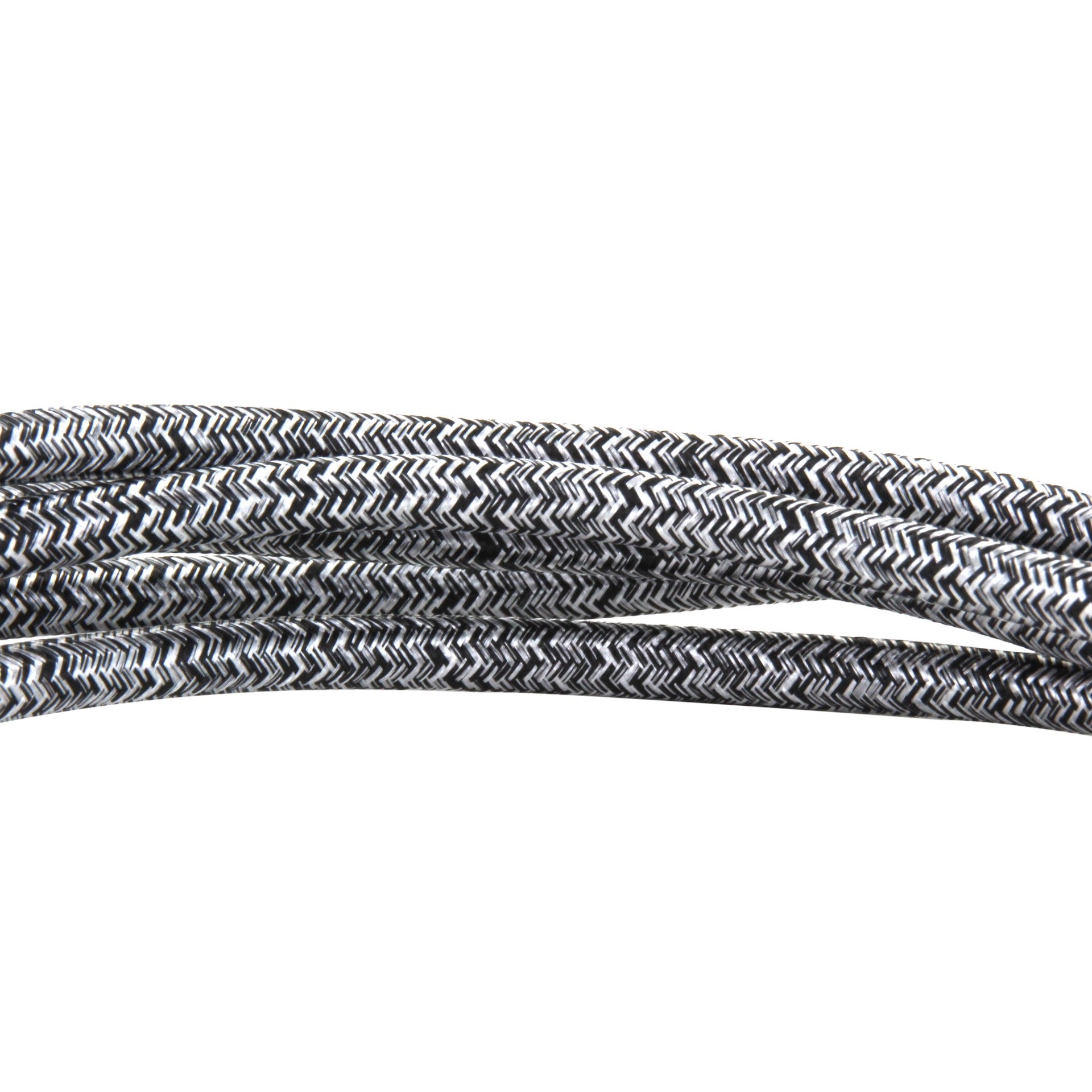 Stoffen snoer, 3 m – tweekleurig zwart - grijs