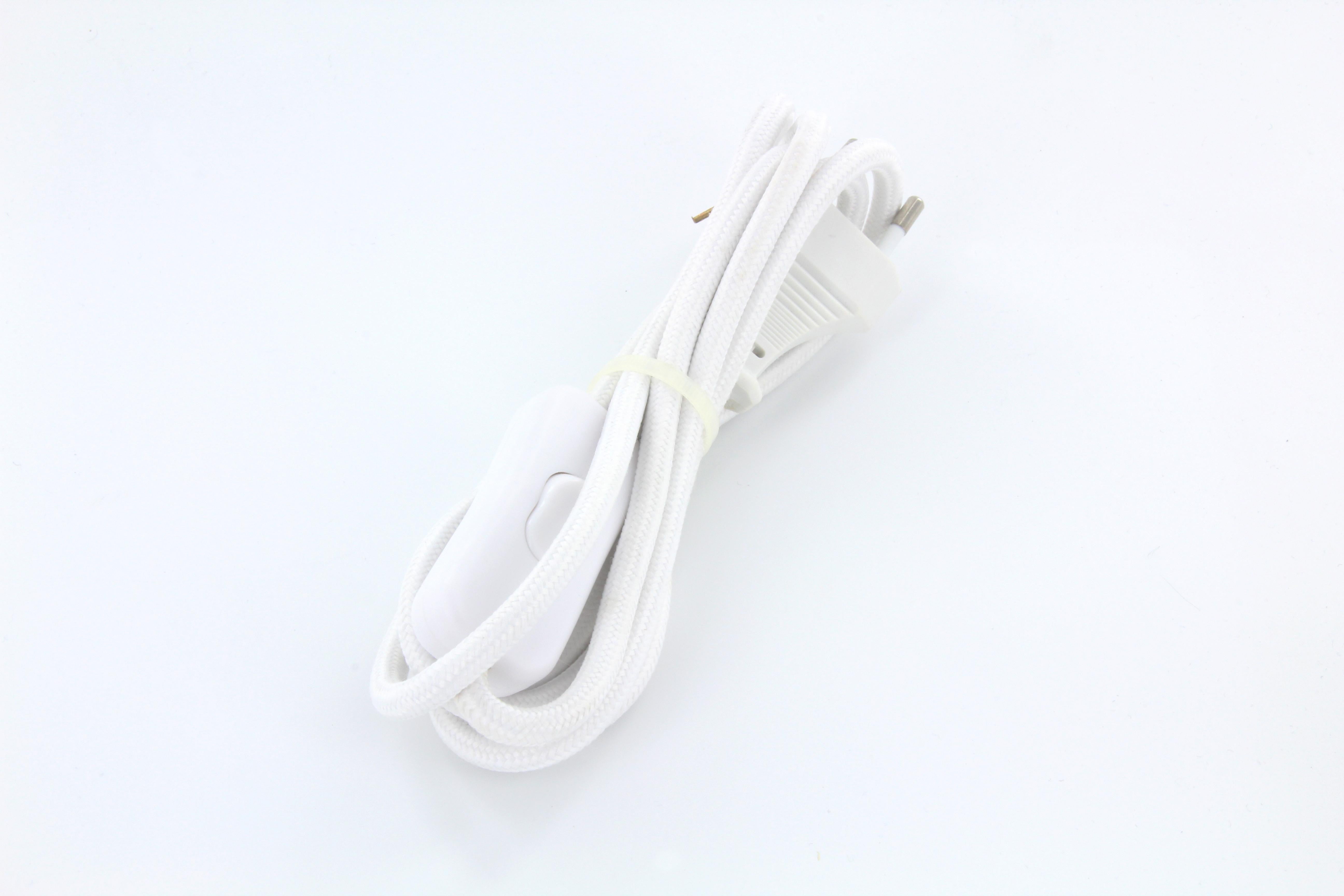 Cavo tessile bianco + interruttore - 2m