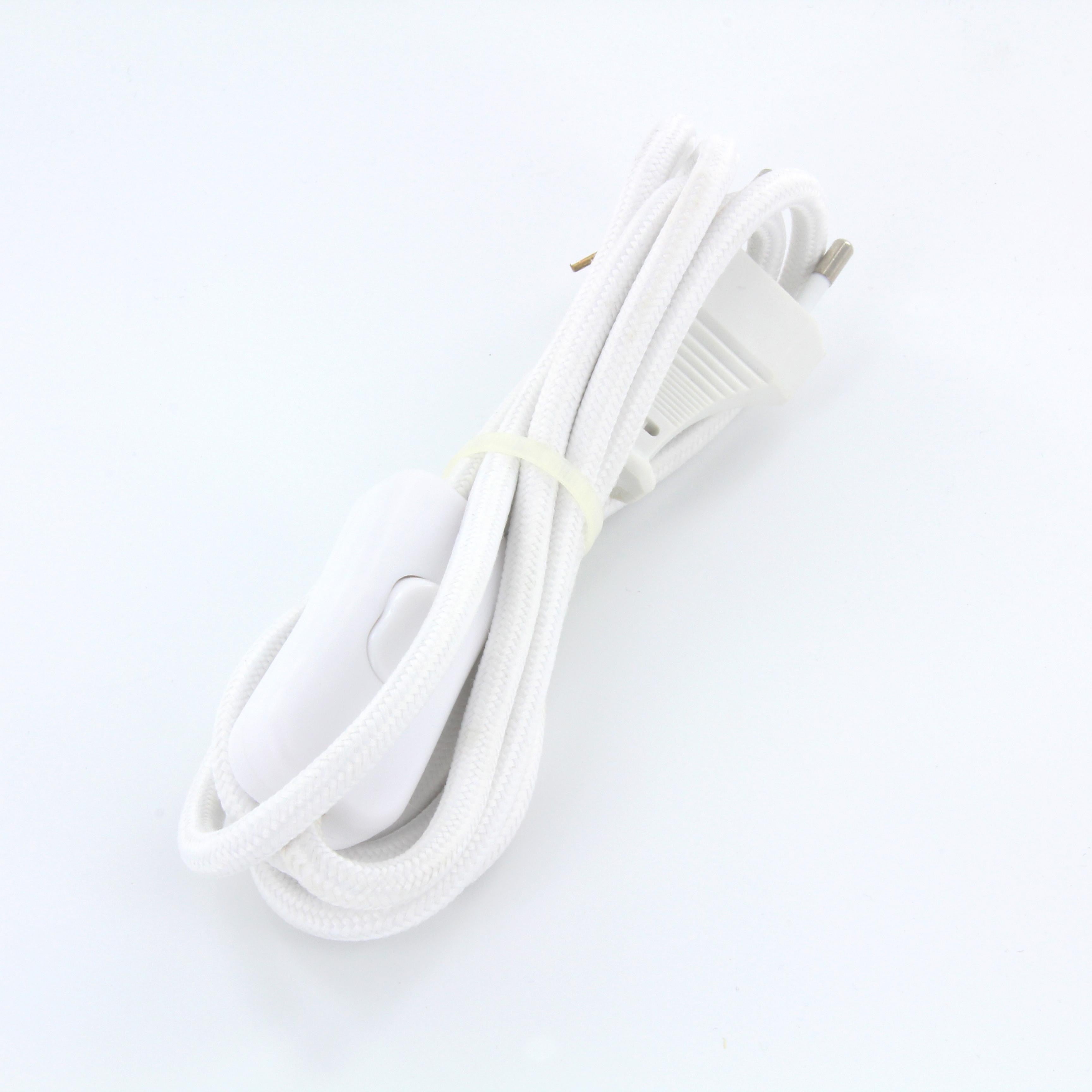 Cavo tessile bianco + interruttore - 2m