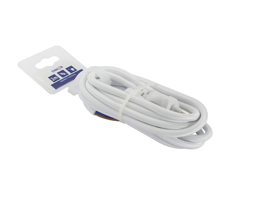 Cavo tessile bianco + interruttore - 2m