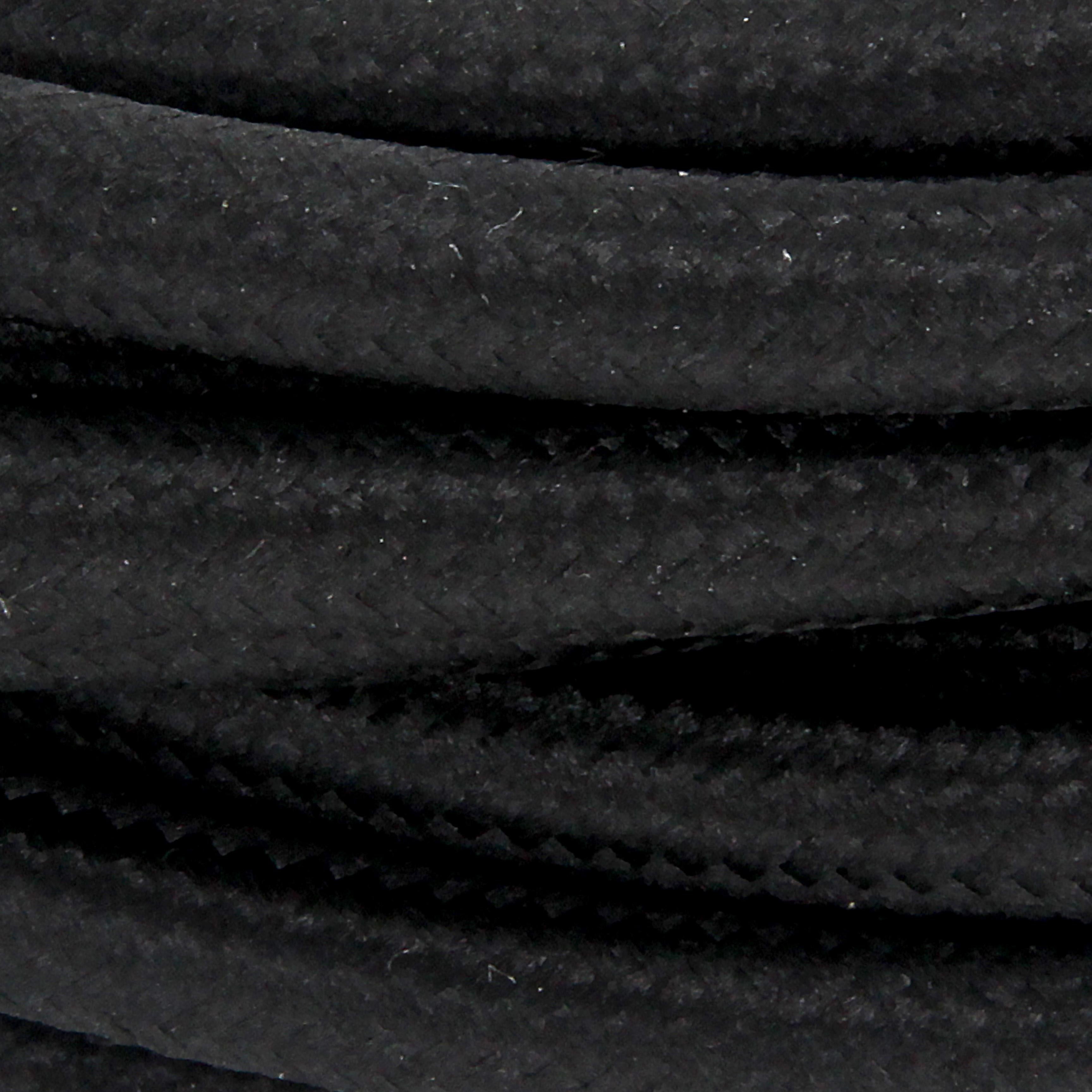 Black fabric cable with switch, - 2 m