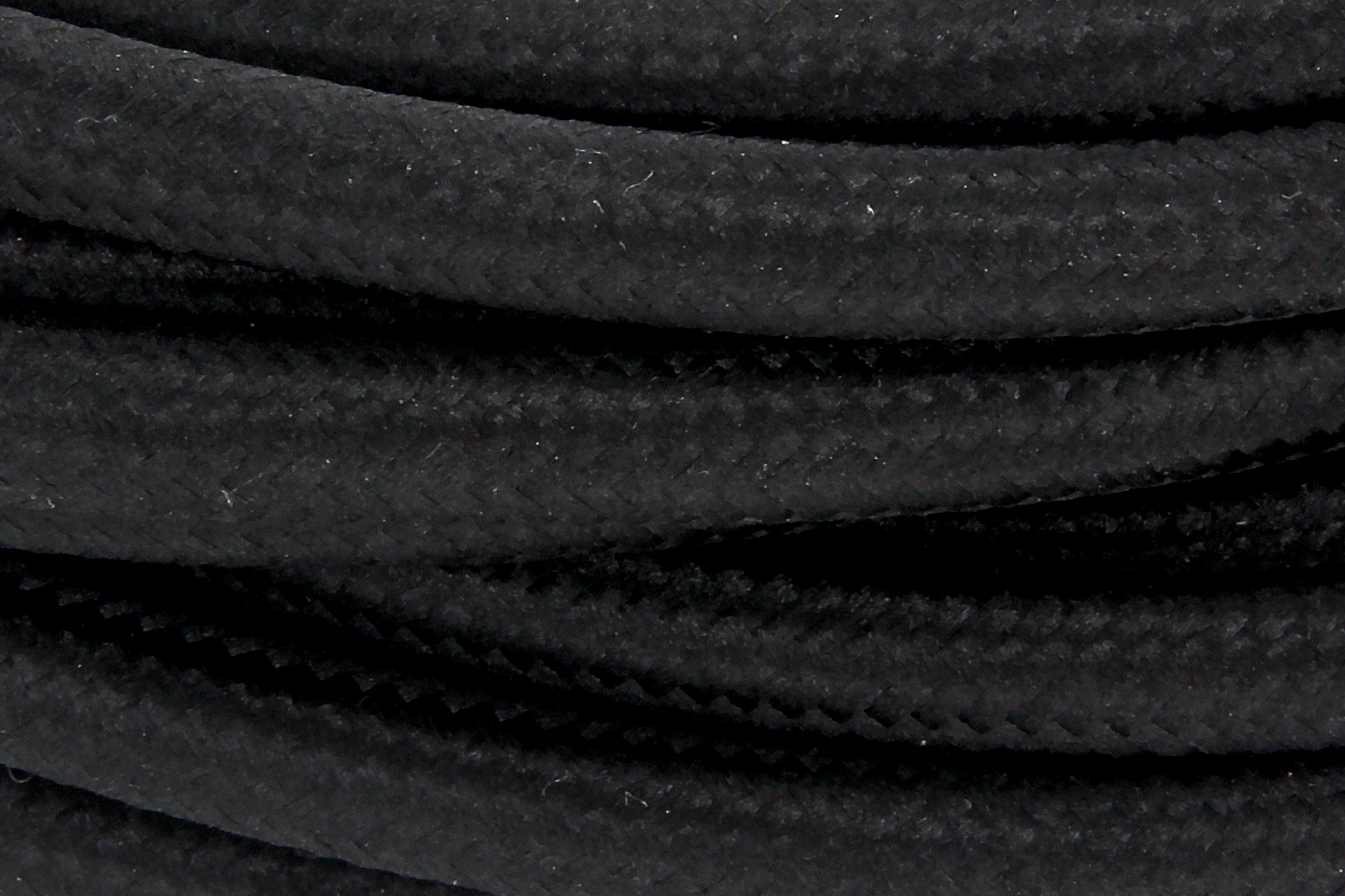 Black fabric cable with switch, - 2 m
