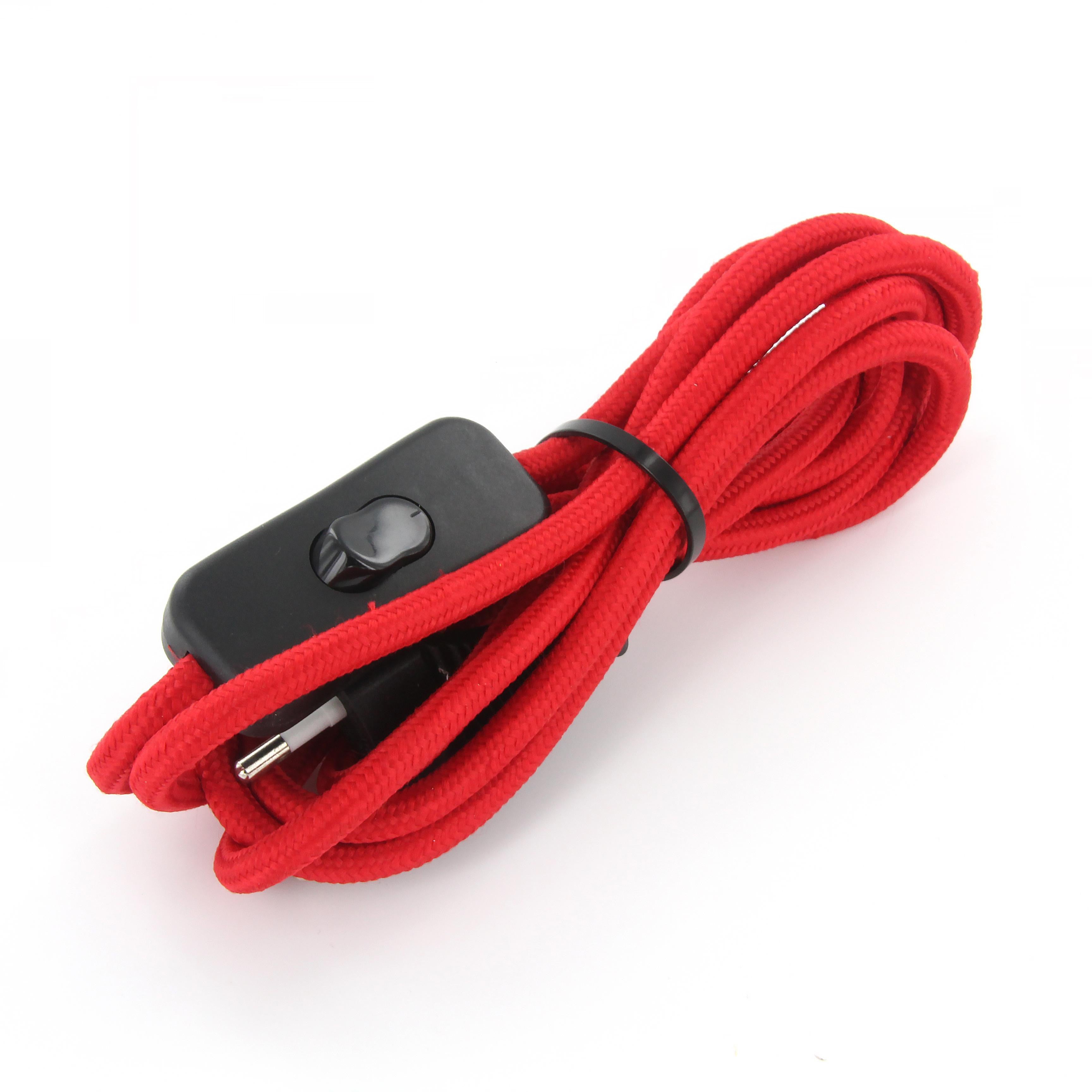Cavo rivestito in tessuto 2 m - Rosso