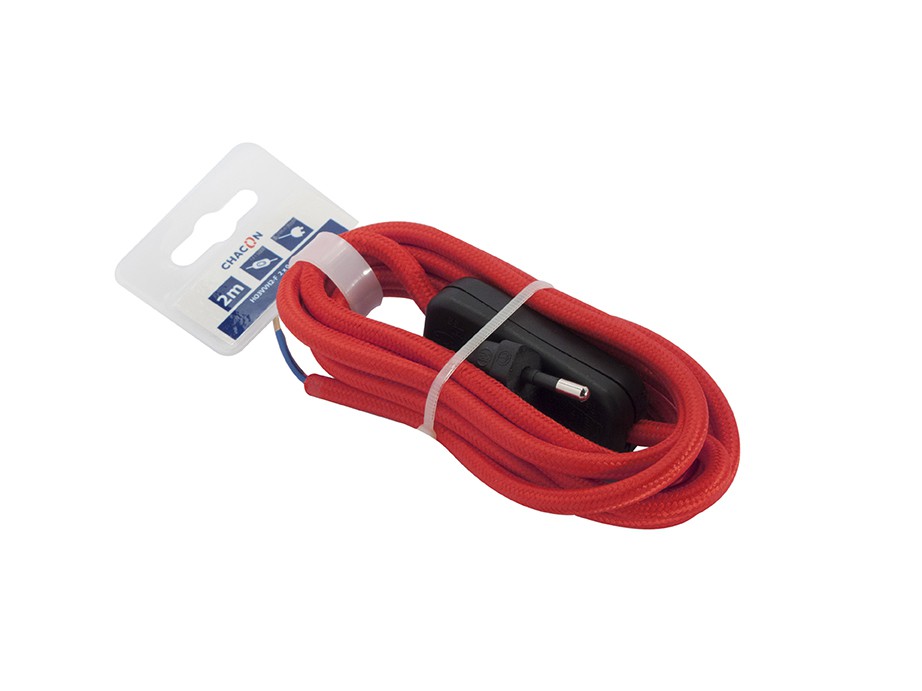 Cavo rivestito in tessuto 2 m - Rosso