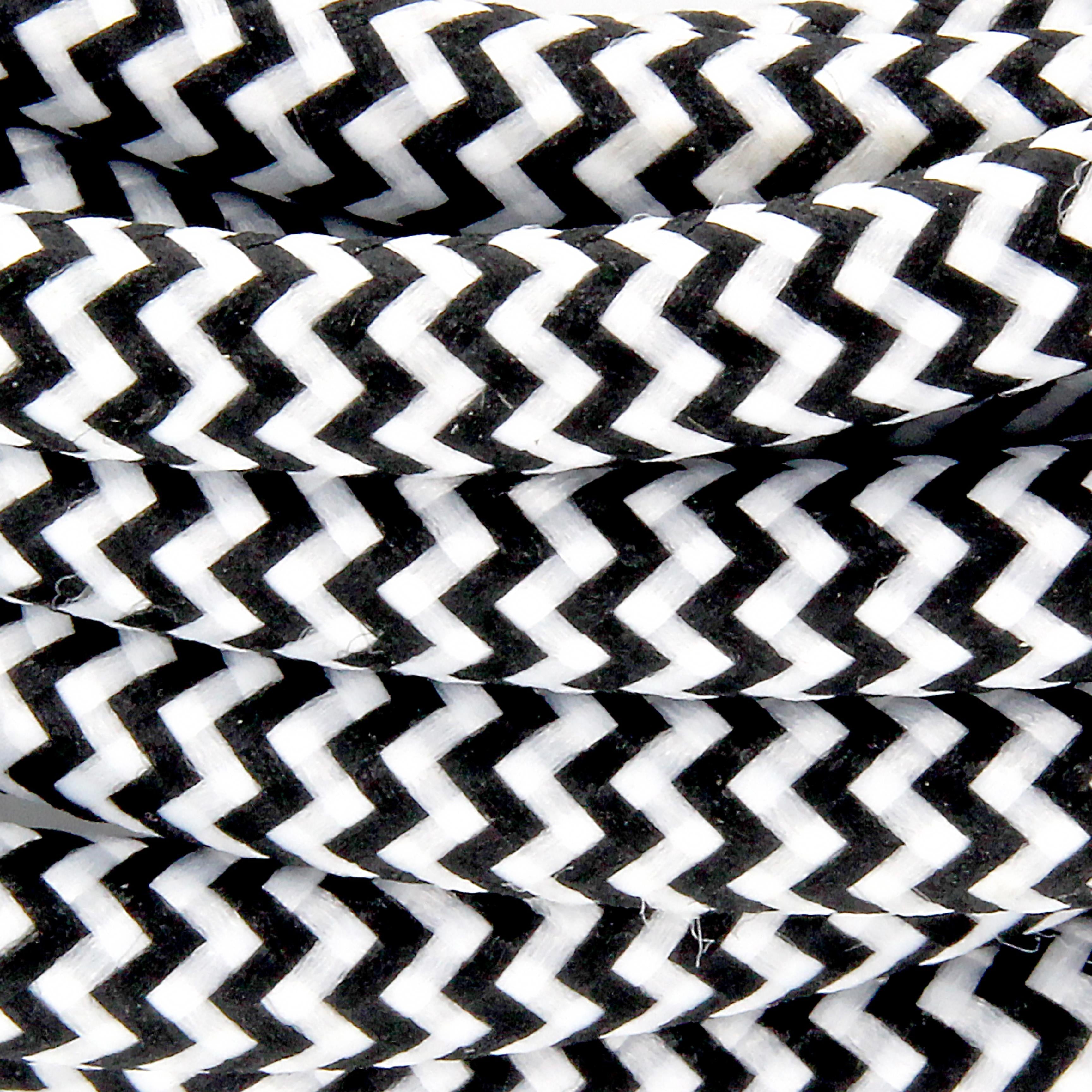 Cavo rivestito in tessuto bicolore con interruttore 2 m - Bianco/Nero